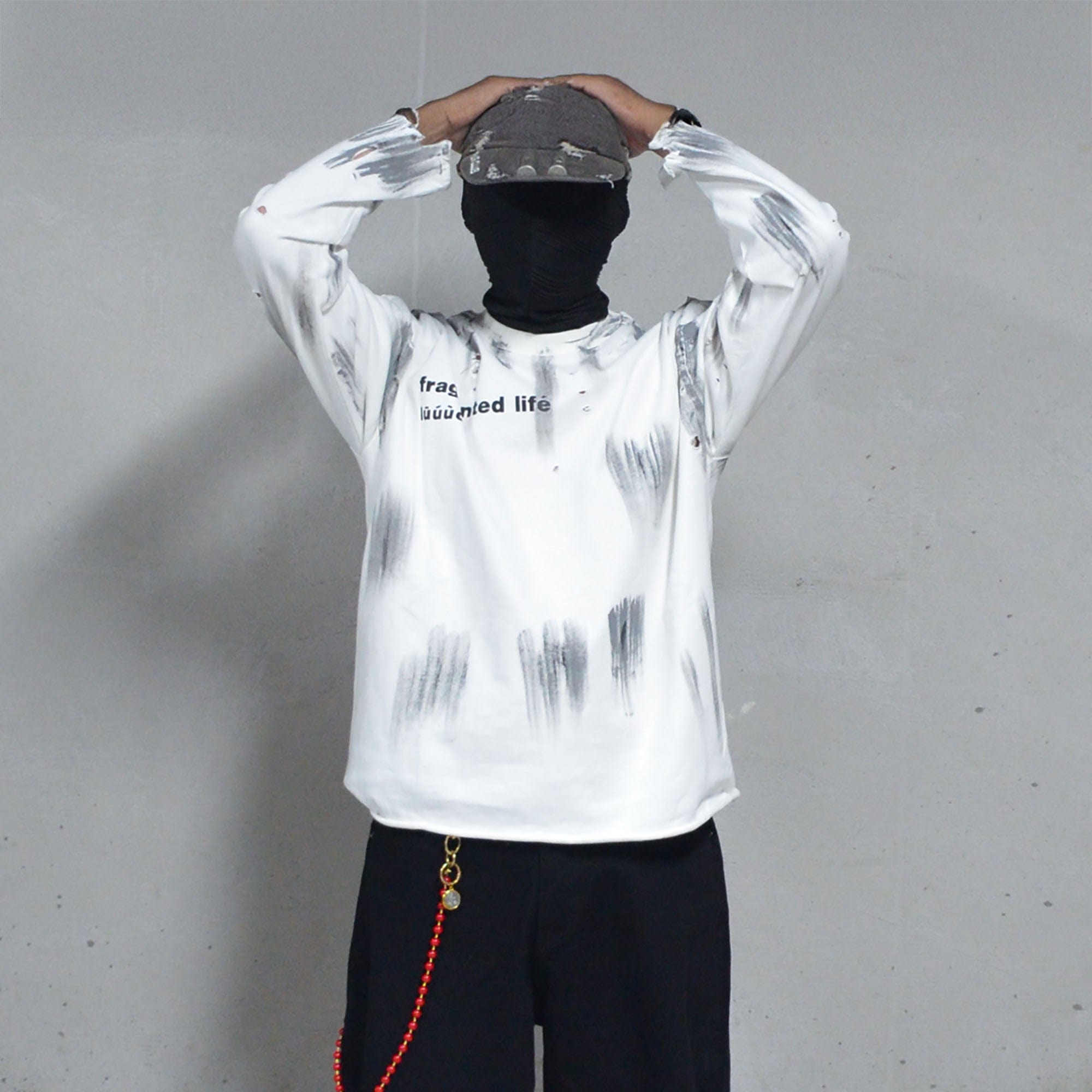 LUUUCAM Fragmented Life Distressed Brushstroke Tee, premium urban and streetwear designers apparel on PROJECTISR.com, LUUUCAM