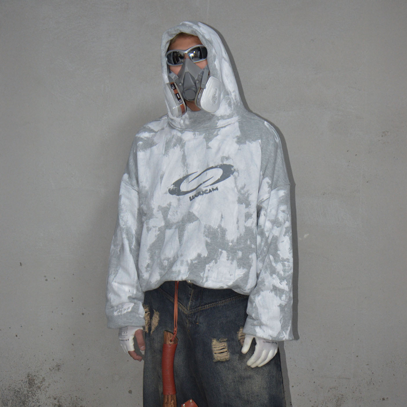 LUUUCAM Brush-Paint Faded Logo Hoodie, premium urban and streetwear designers apparel on PROJECTISR.com, LUUUCAM