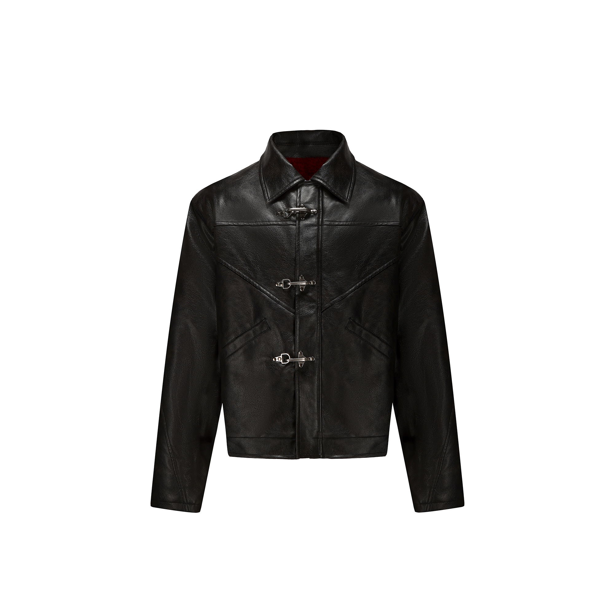 LUUUCAM Embroidered Faux Leather Jacket