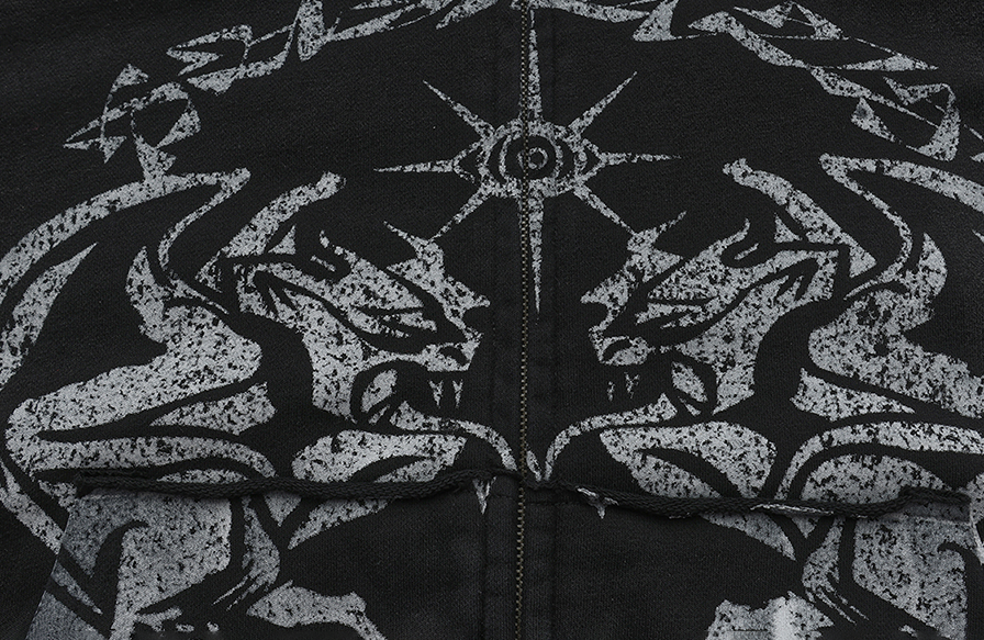 LUUUCAM Retro Studded Zip Hoodie