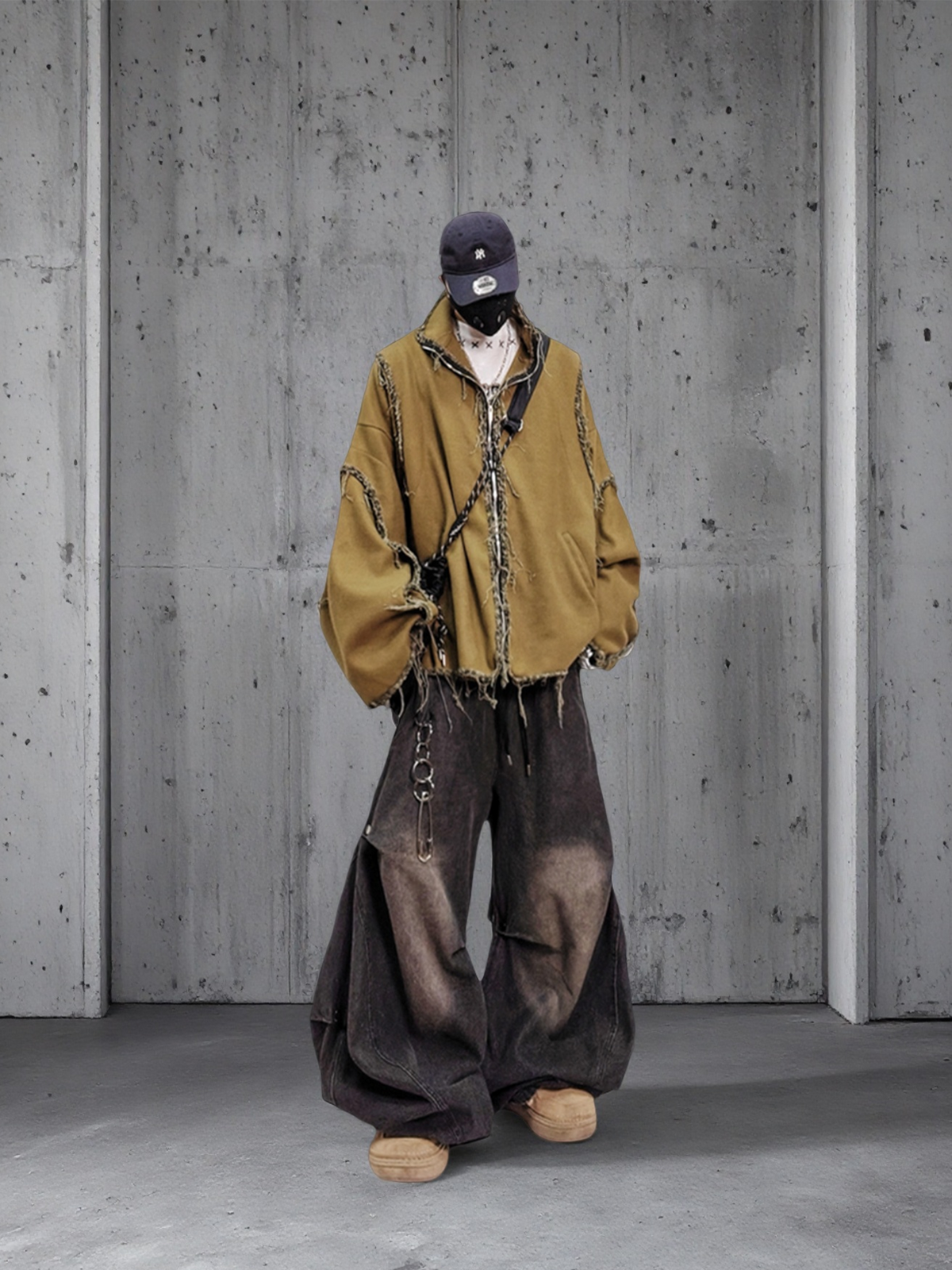 UUCSCC Retro Distressed Raw Seam Varsity Jacket