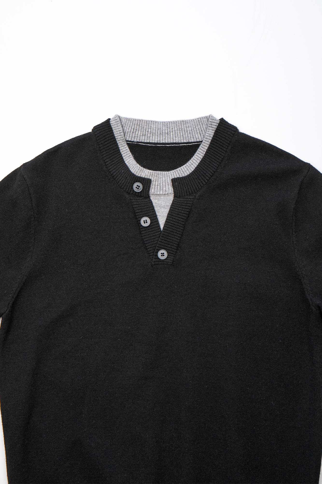 LEONSENSE Faux-Layered Henley Sweater, premium urban and streetwear designers apparel on PROJECTISR.com, LEONSENSE