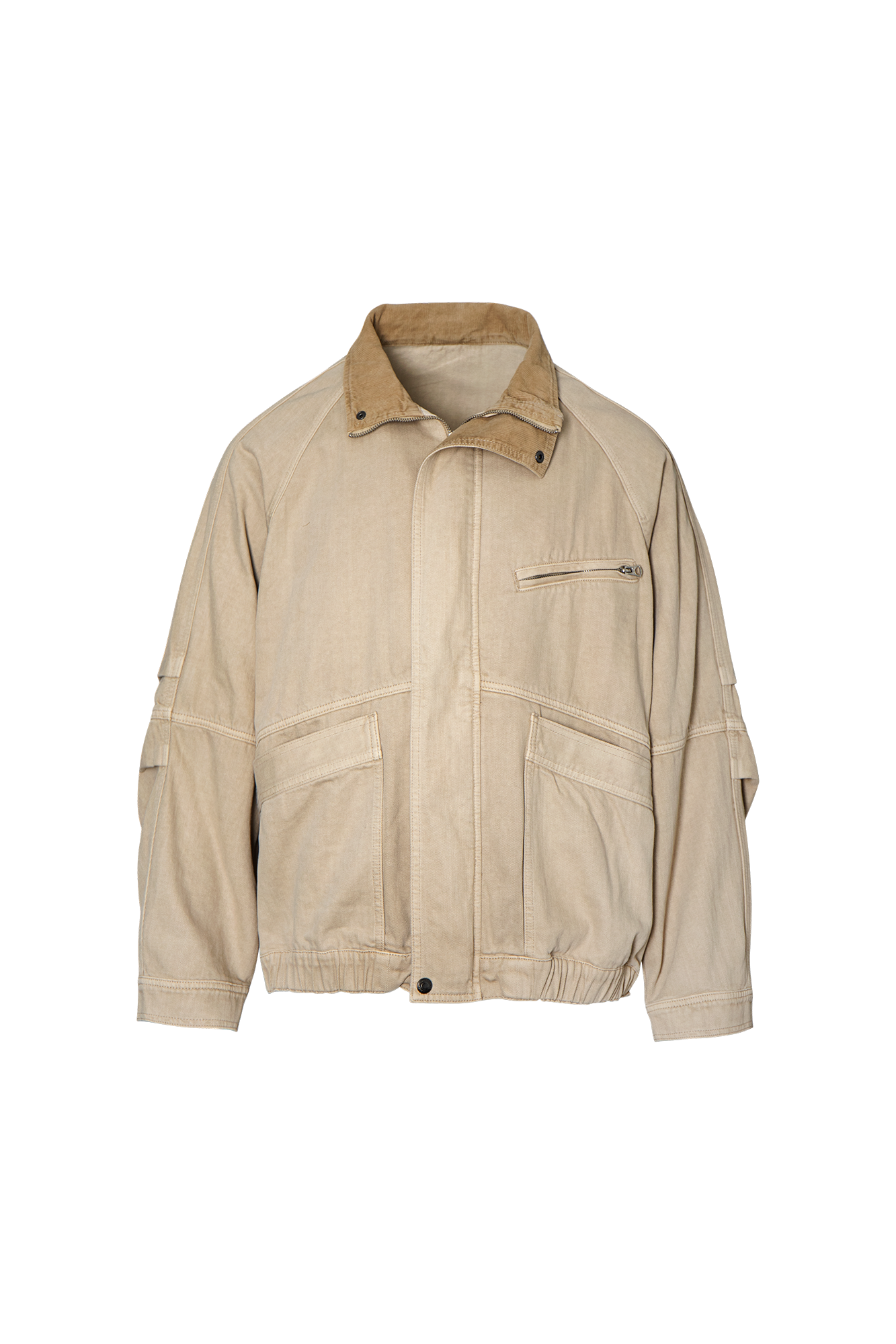 LEONSENSE Utility Raglan Stand-Collar Denim Jacket, premium urban and streetwear designers apparel on PROJECTISR.com, LEONSENSE