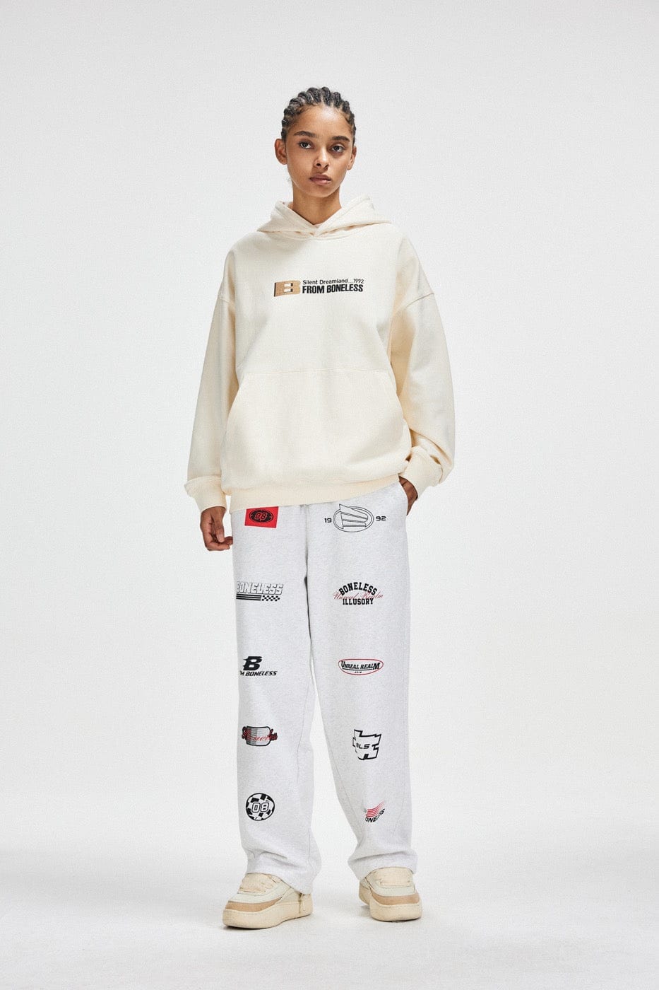 BONELESS Racing Logo Sweatpants, premium urban and streetwear designers apparel on PROJECTISR.com, BONELESS