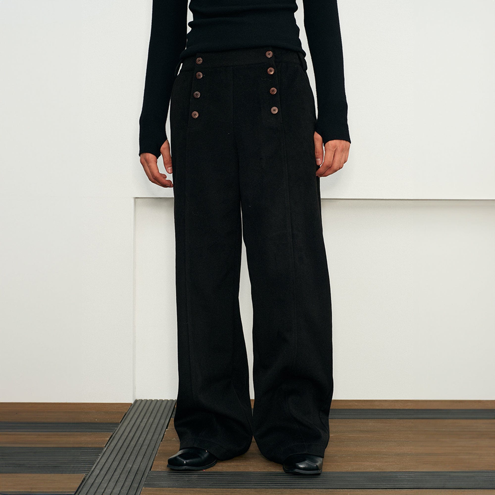 KREATE Double-Breasted Straight-Leg Pants