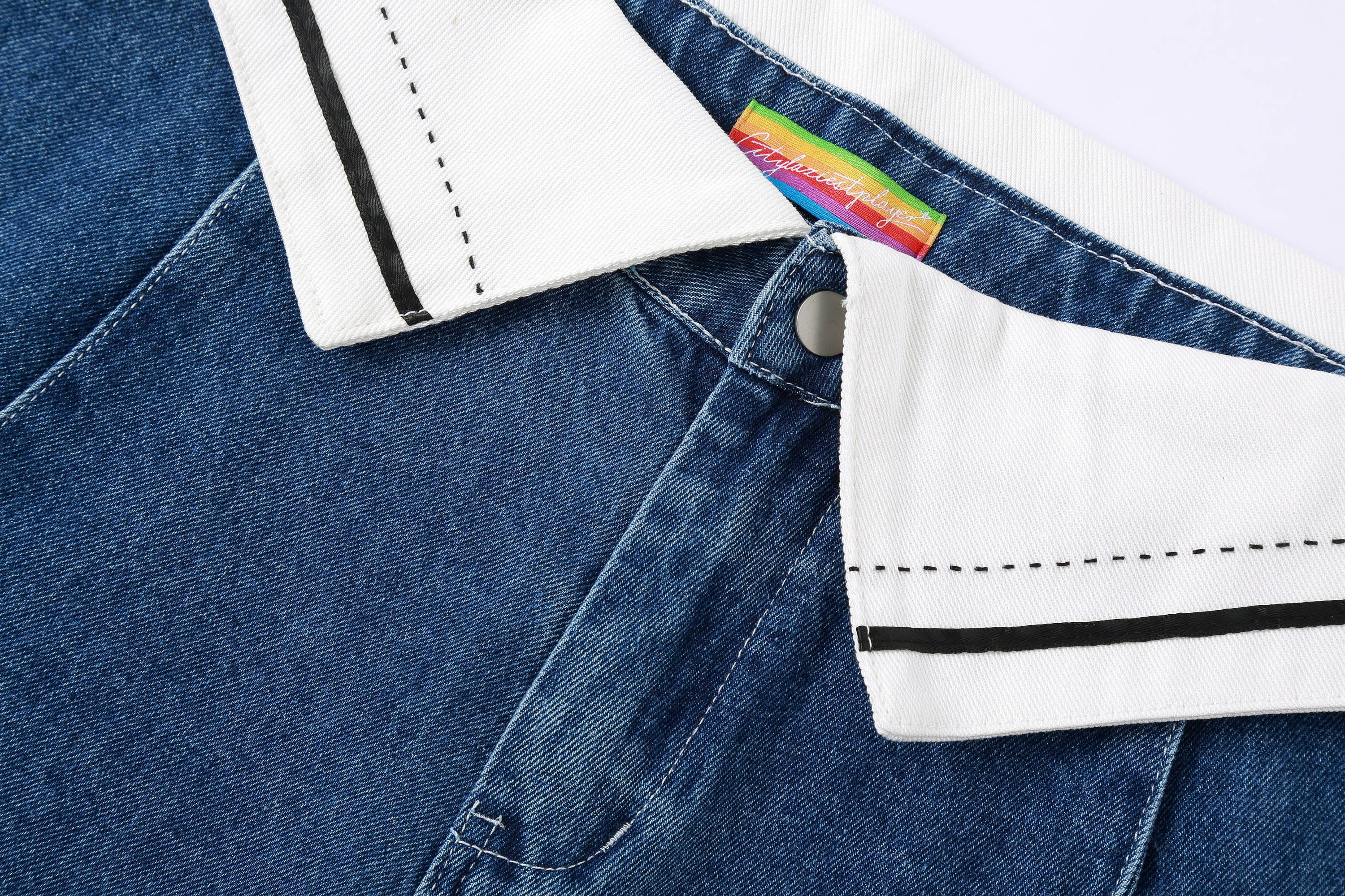 CLP Folded-Waist Spliced Jeans