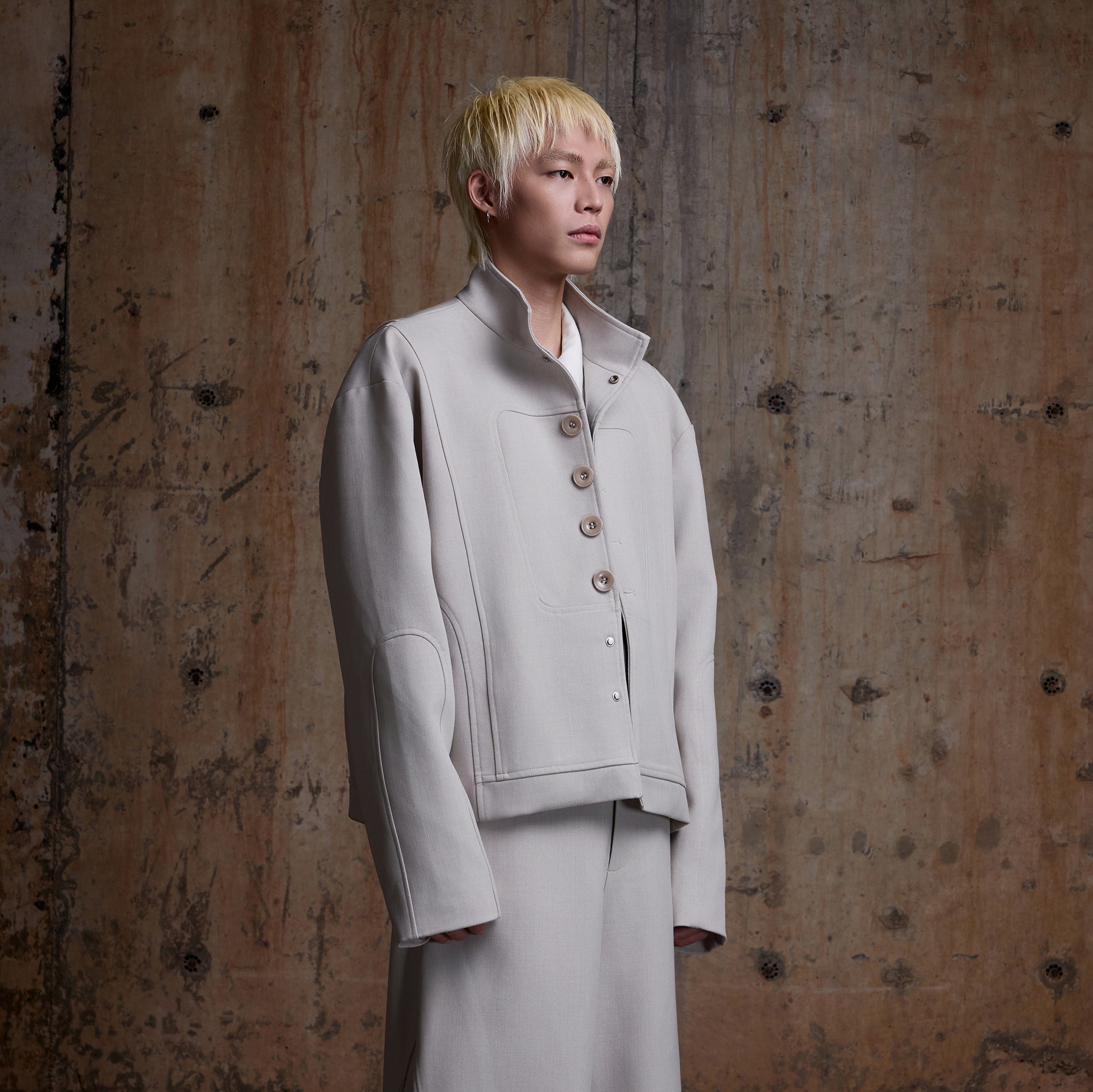 2000RSK Spliced Lace-Up Mock-Neck Jacket