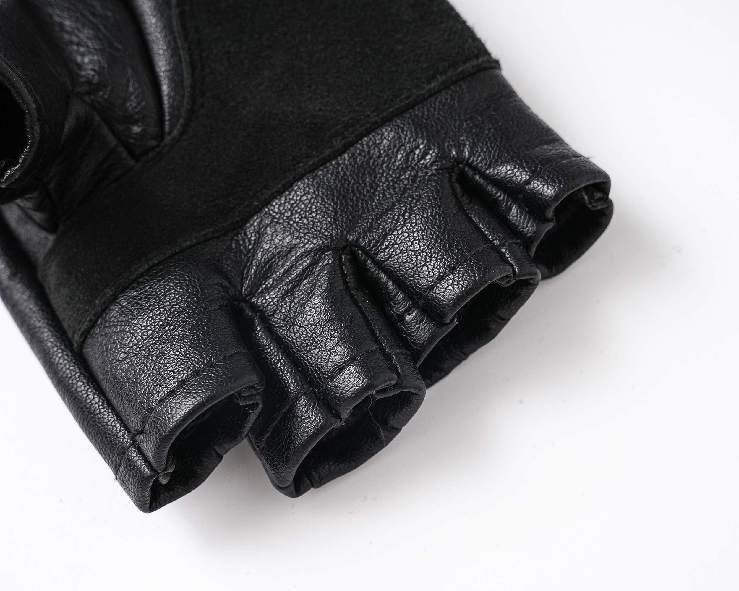 REBEL WAVE Cross Studded Fingerless Leather Gloves