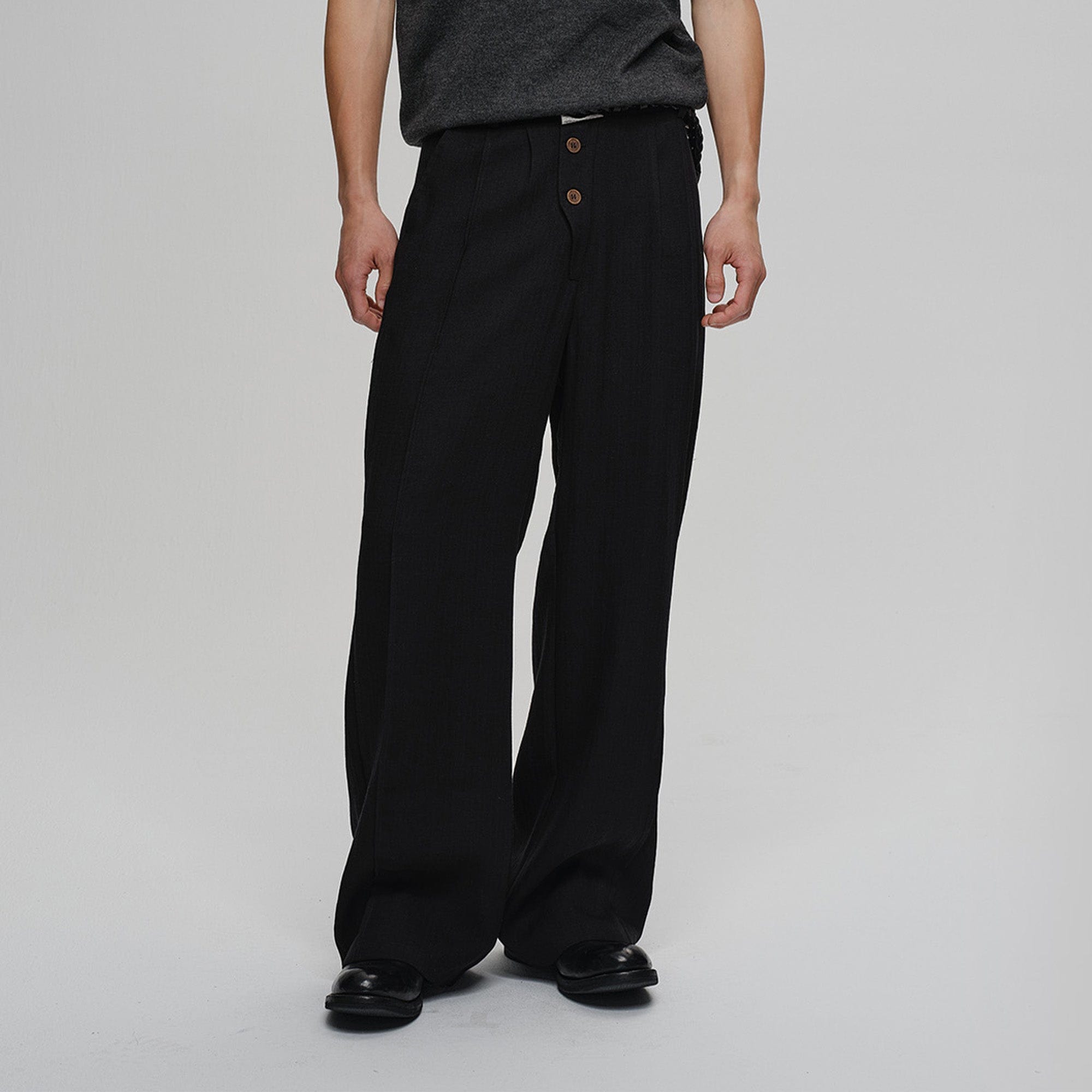CATSSTAC Linen-Tencel Pleated Straight-Leg Trousers, premium urban and streetwear designers apparel on PROJECTISR.com, CATSSTAC