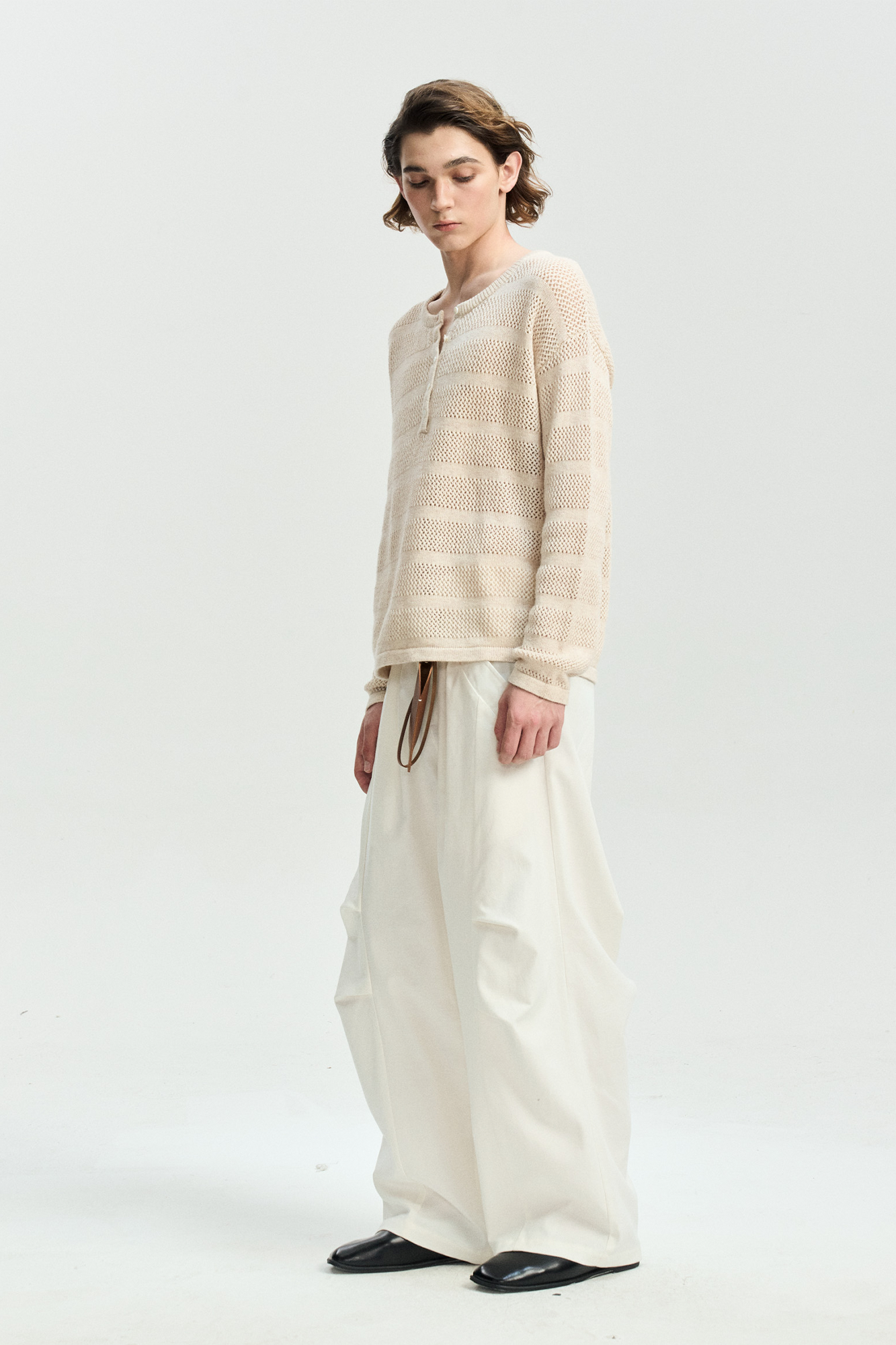 LEONSENSE Modern Curved Paneled Tencel-Cotton Pants, premium urban and streetwear designers apparel on PROJECTISR.com, LEONSENSE