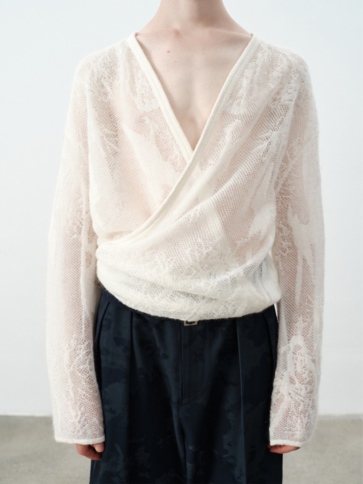 GRAINMUSTARD Baby Alpaca Openwork Jacquard Wrap Cardigan, premium urban and streetwear designers apparel on PROJECTISR.com, GRAINMUSTARD