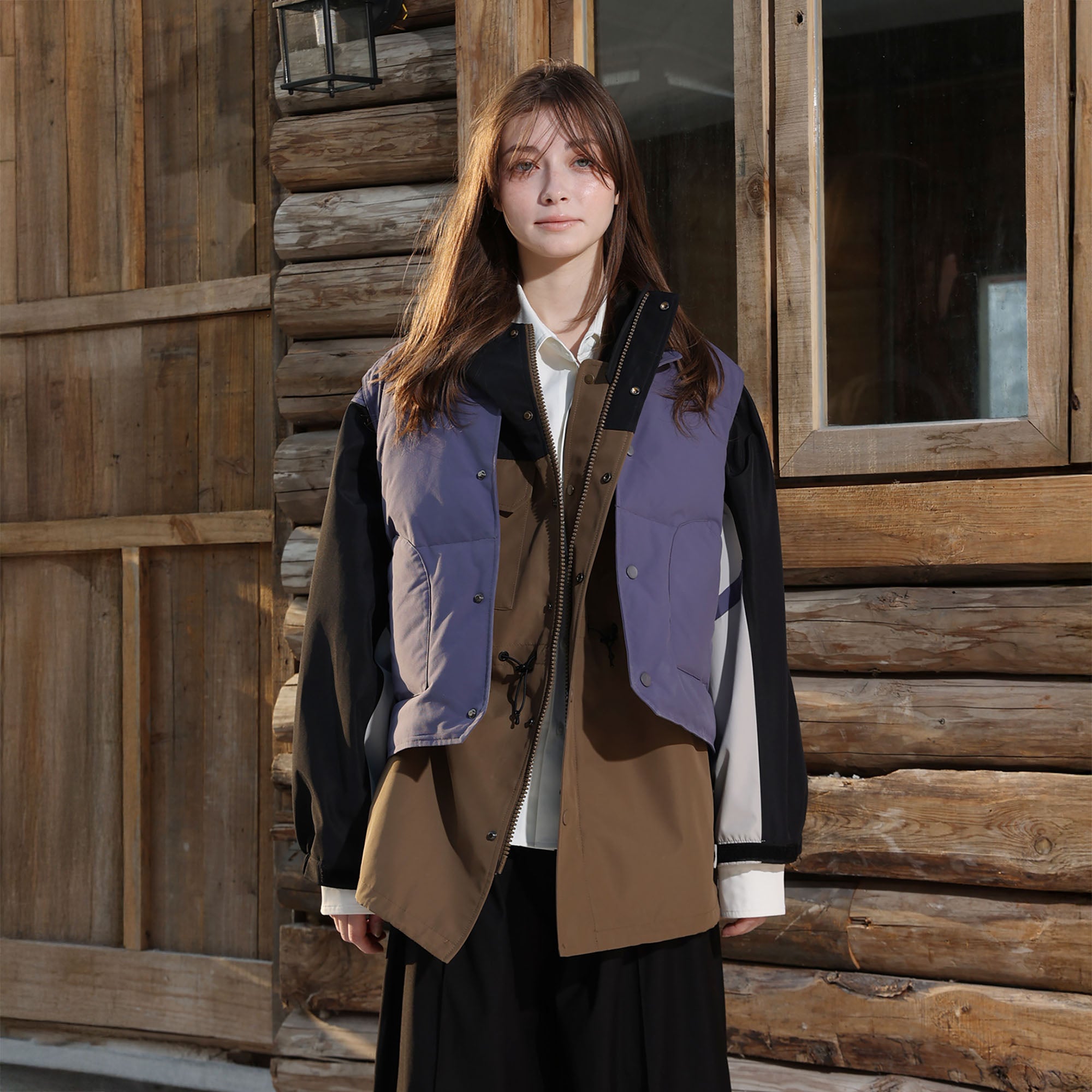 ERROR CODE ROBOT Contrast Waterproof Windbreaker with Detachable Down Vest, premium urban and streetwear designers apparel on PROJECTISR.com, ERROR CODE ROBOT