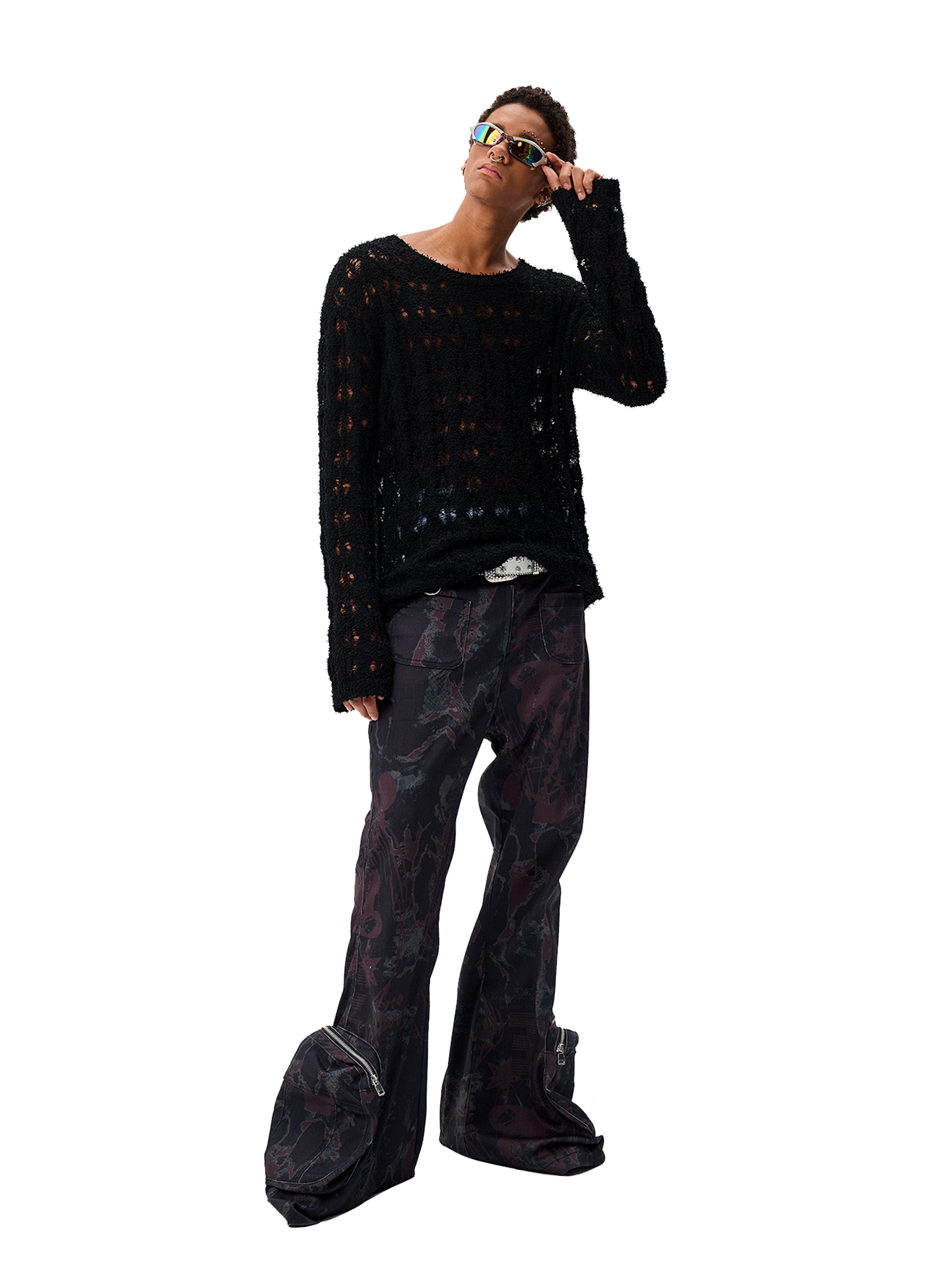 CYCYCY Punk Open-Knit Distressed Sweater