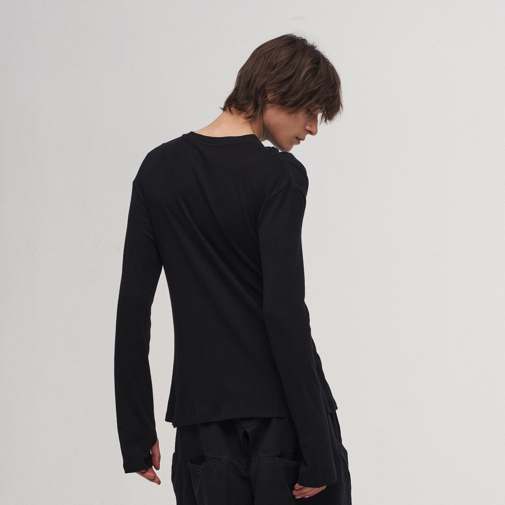 ILNya Nieternite Nifutur Ruffled Mock Neck Thumb Holes Wrinkled Base Layer, premium urban and streetwear designers apparel on PROJECTISR.com, ILNya Nieternite Nifutur