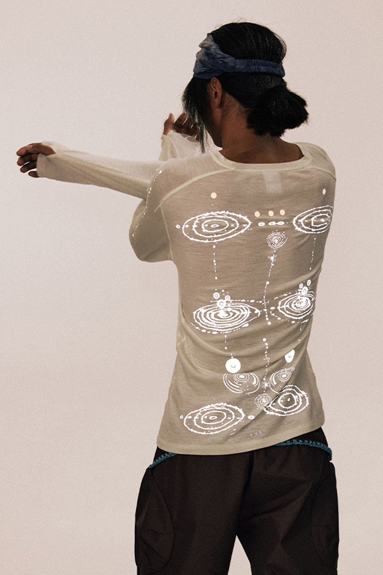 CONPCONP Cosmic Echo Graphic Long-Sleeve Tee White