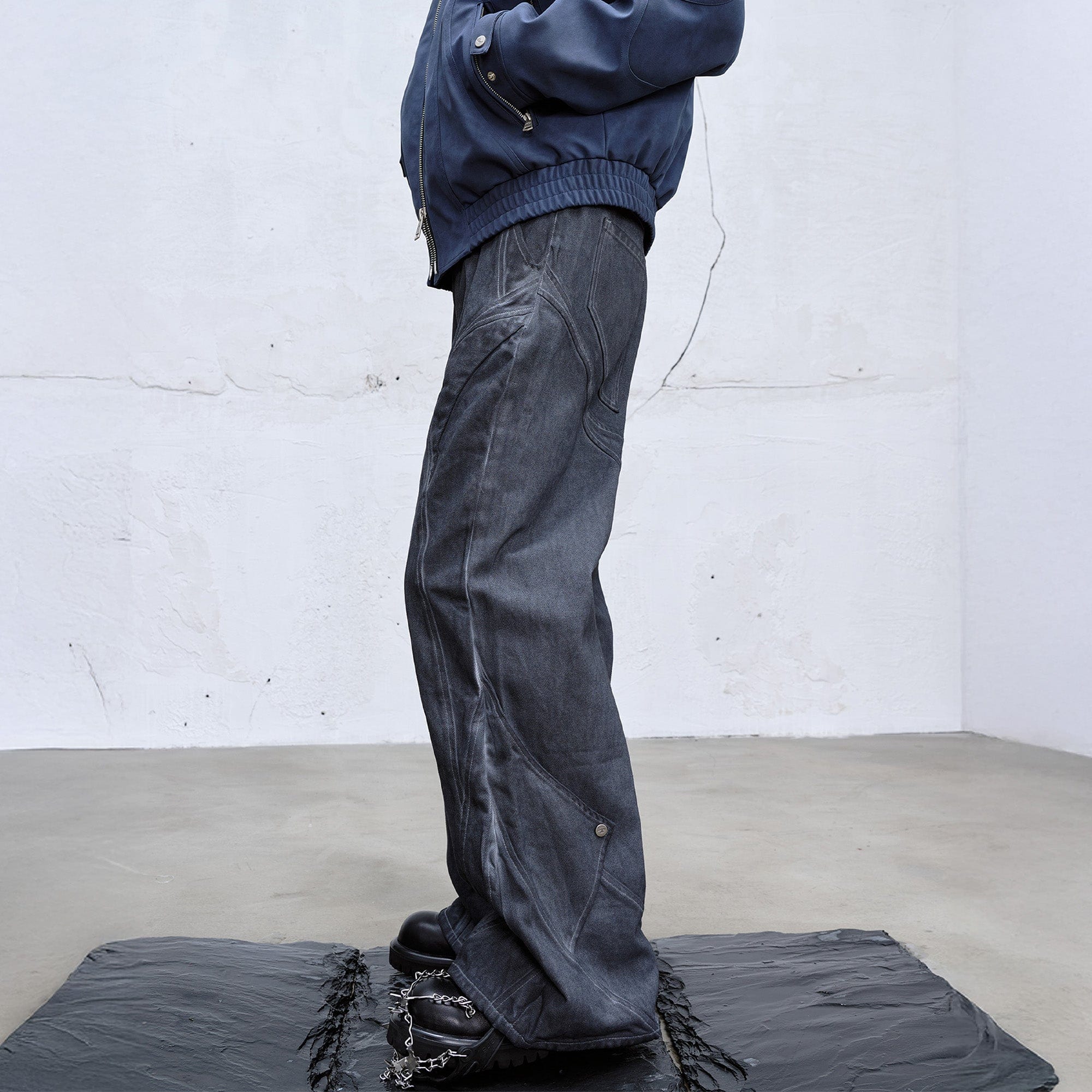 CATSSTAC Dyed Arc-Panel Wide-Leg Jeans, premium urban and streetwear designers apparel on PROJECTISR.com, CATSSTAC