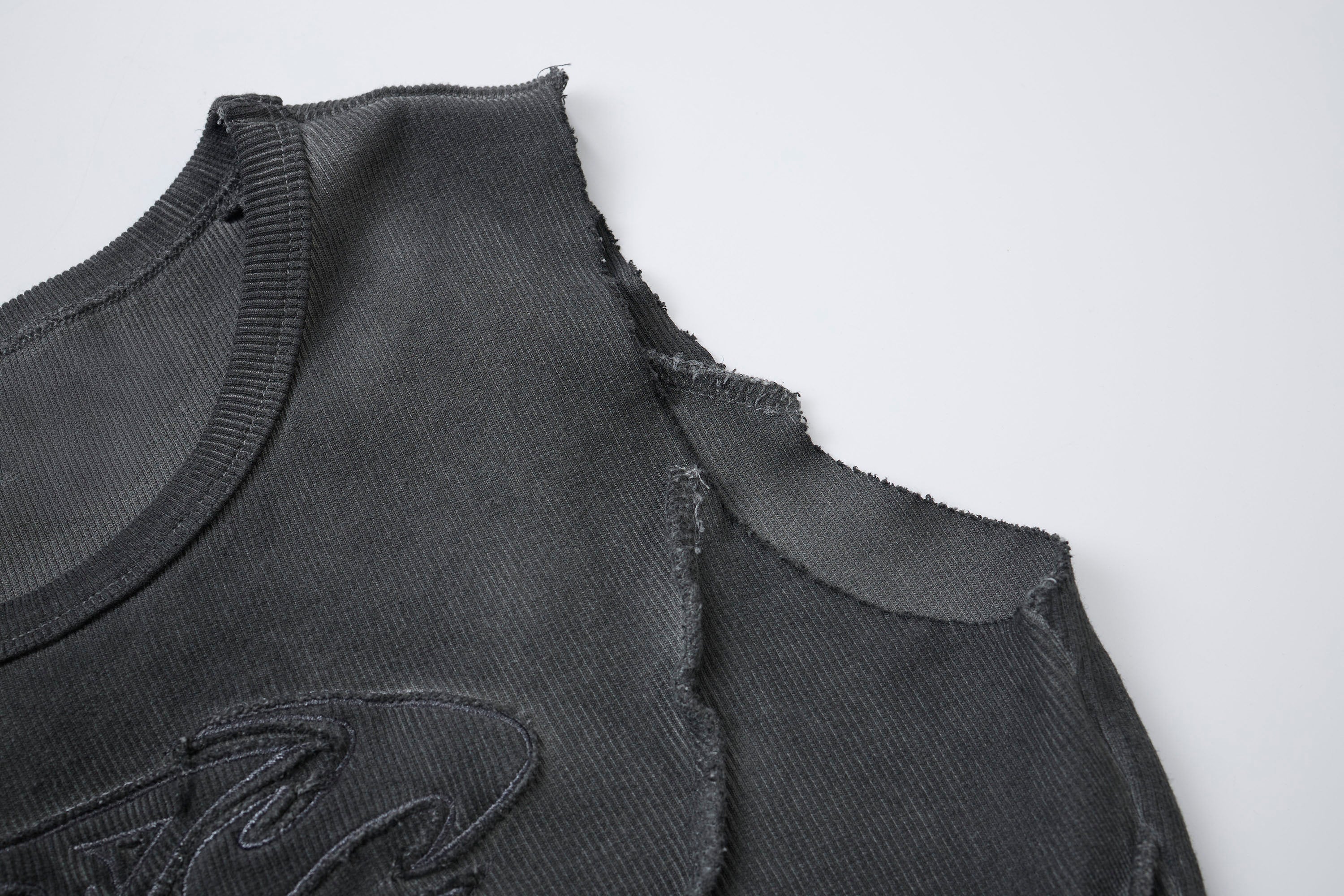 CLP Ribbed Frayed Hem Slim Vest, premium urban and streetwear designers apparel on PROJECTISR.com, CLP