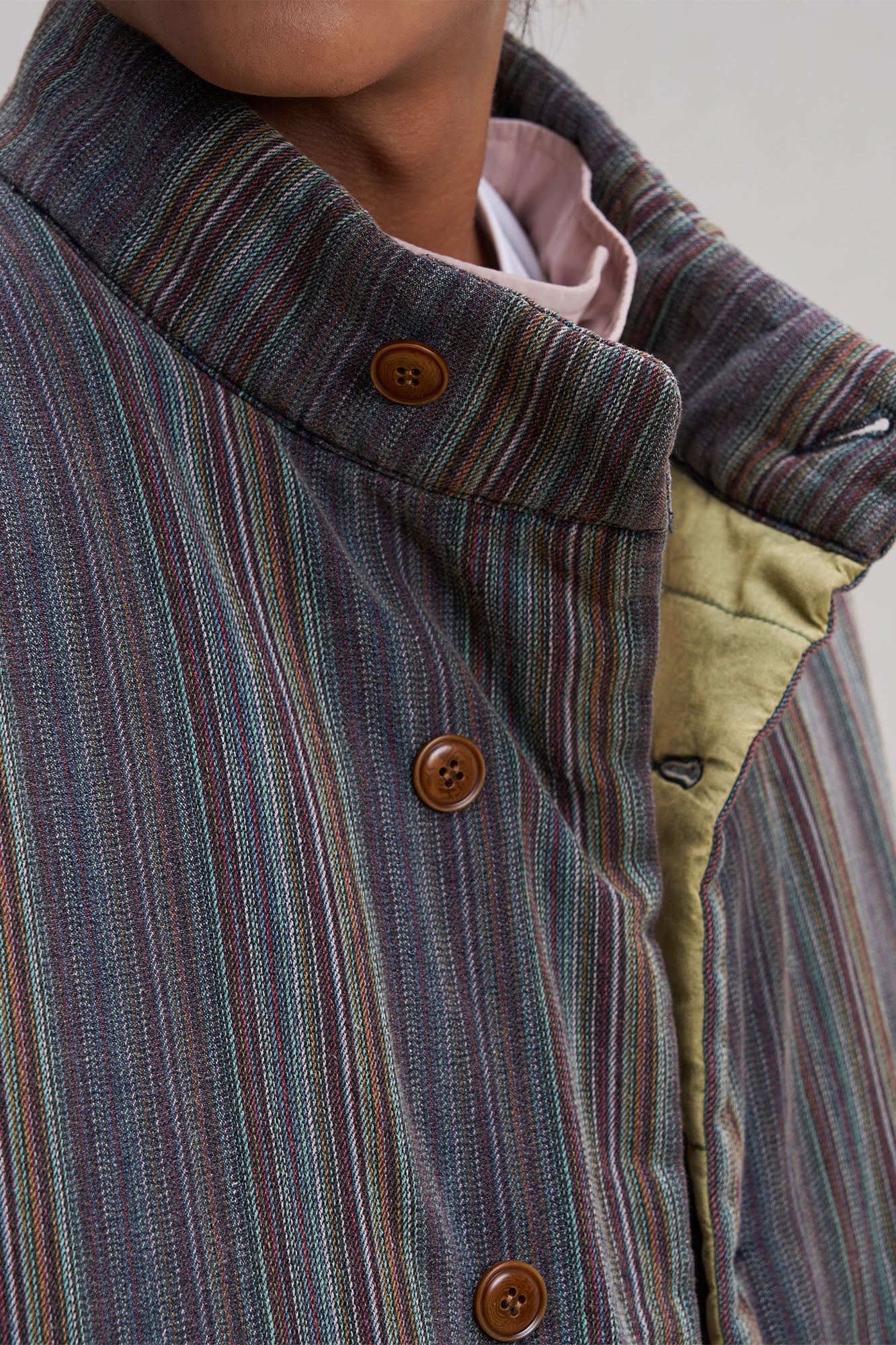 UNLIMITED MOTE Stripe Stand-Collar Padded Vest