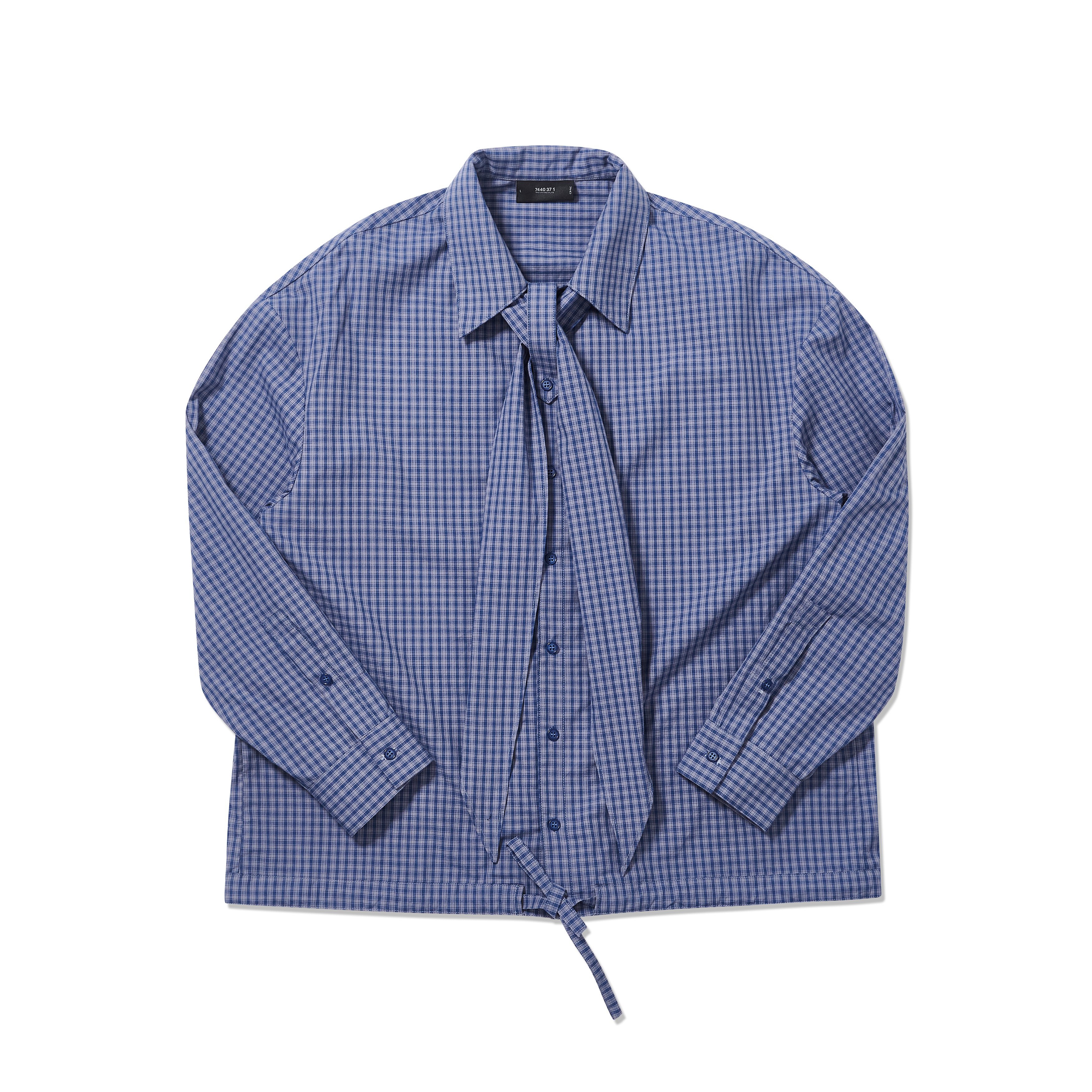 トップス Dormitory motifs Wired collar tie shirt 7440 37 1 Plaid Neck Tie Shirt