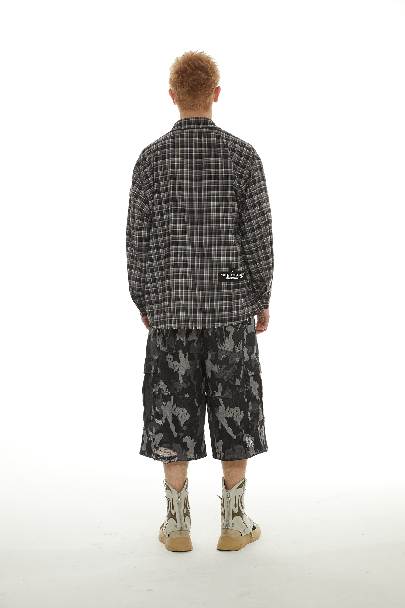 PASET Retro Distressed Camo Cargo Shorts