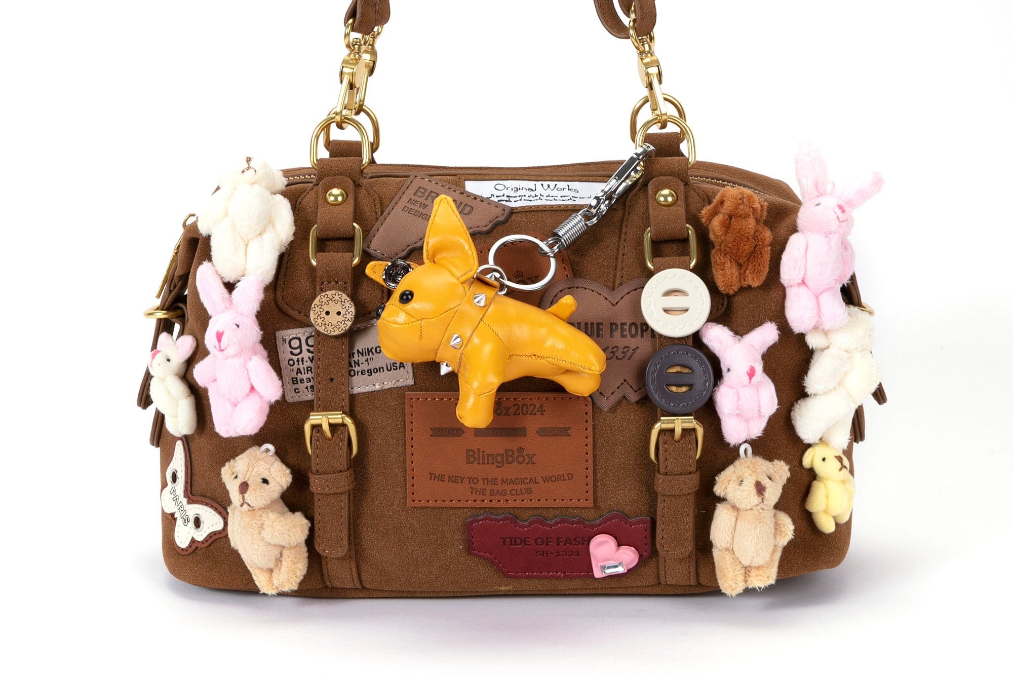 BLING BOX Plush Animal Charm Shoulder Bag
