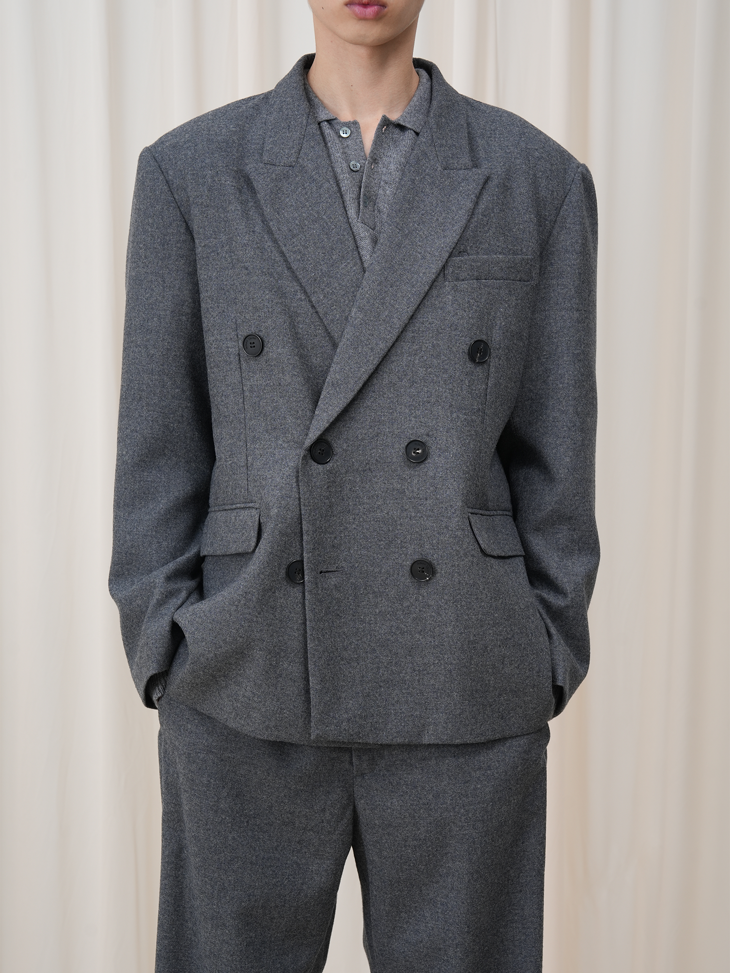 OUYANG WENJUN Double-Breasted Wool-Blend Blazer