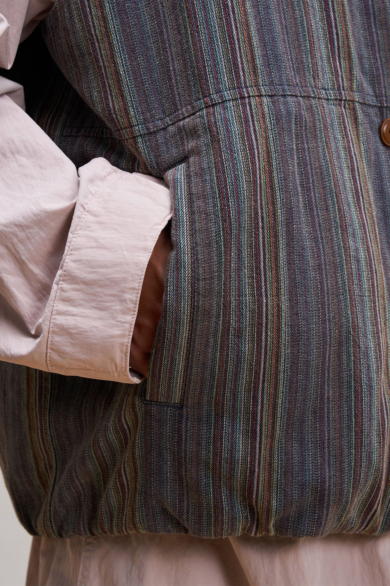 UNLIMITED MOTE Stripe Stand-Collar Padded Vest