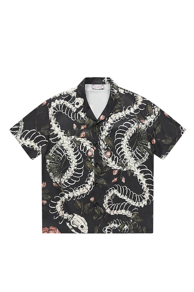 EPIC POETRY Floral Serpent Skeleton Half Shirt, premium urban and streetwear designers apparel on PROJECTISR.com, EPIC POETRY
