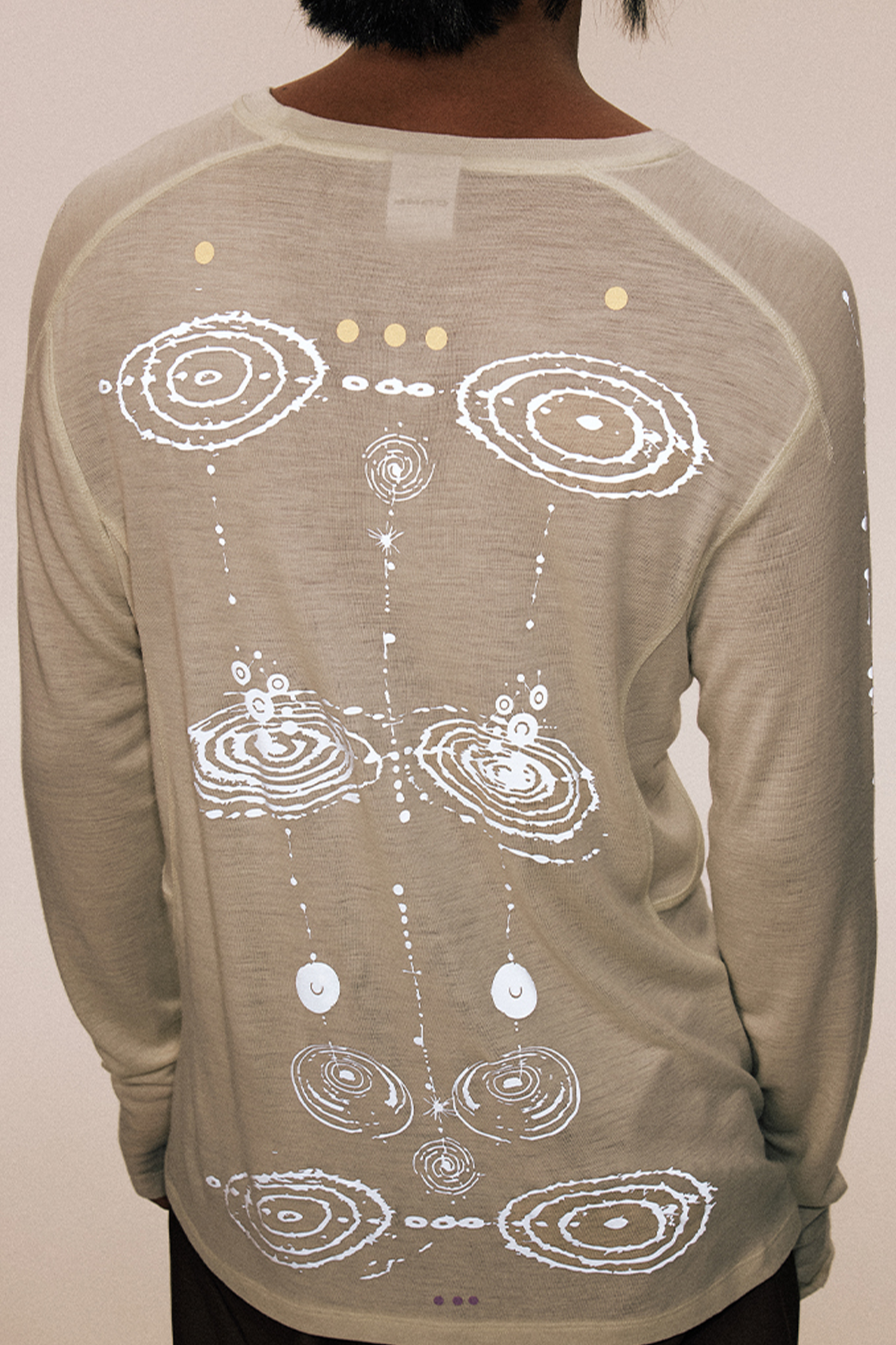 CONPCONP Cosmic Echo Graphic Long-Sleeve Tee White