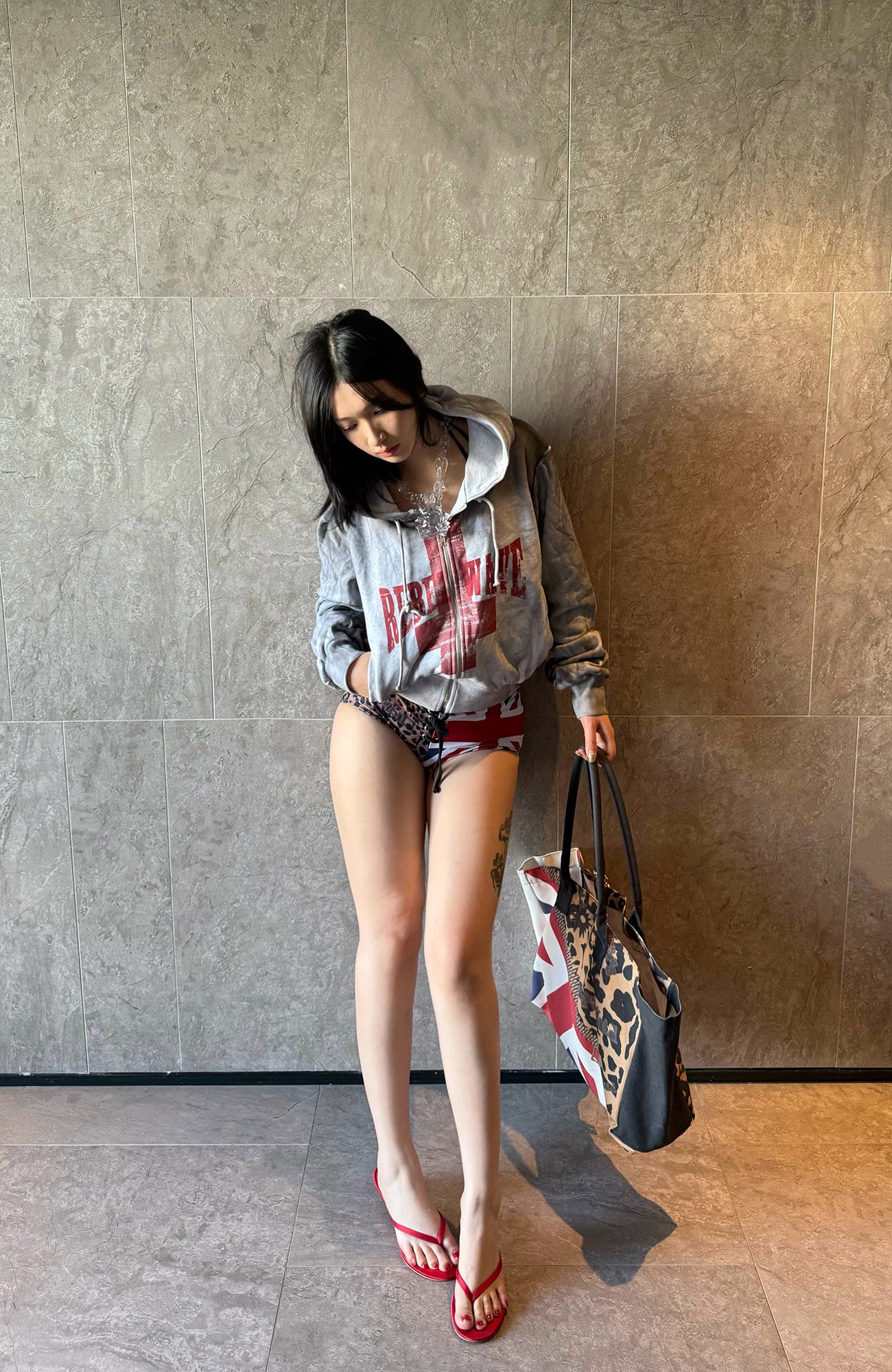 REBEL WAVE Dirty Wash Cross Graphic Zip-Up Hoodie