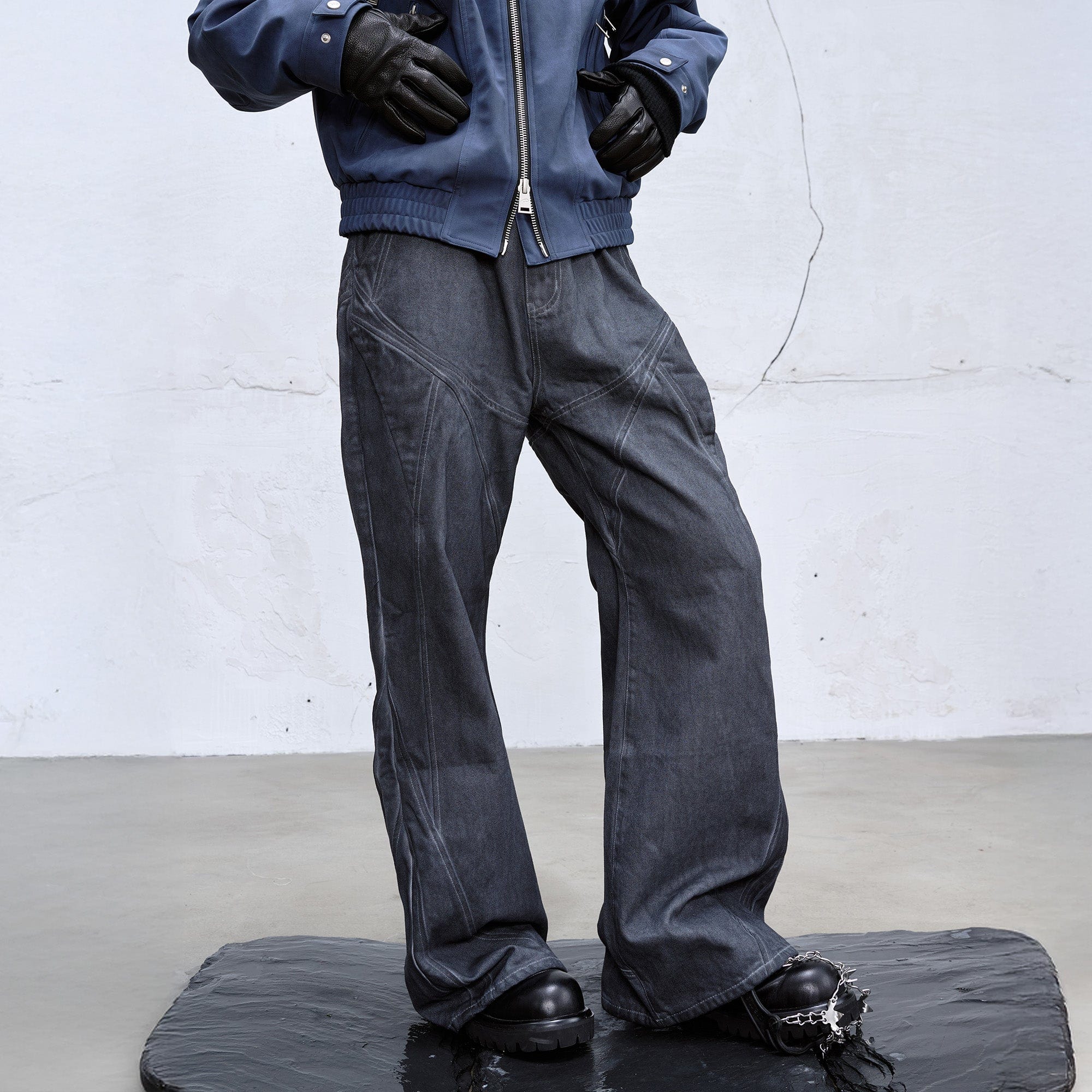 CATSSTAC Dyed Arc-Panel Wide-Leg Jeans, premium urban and streetwear designers apparel on PROJECTISR.com, CATSSTAC