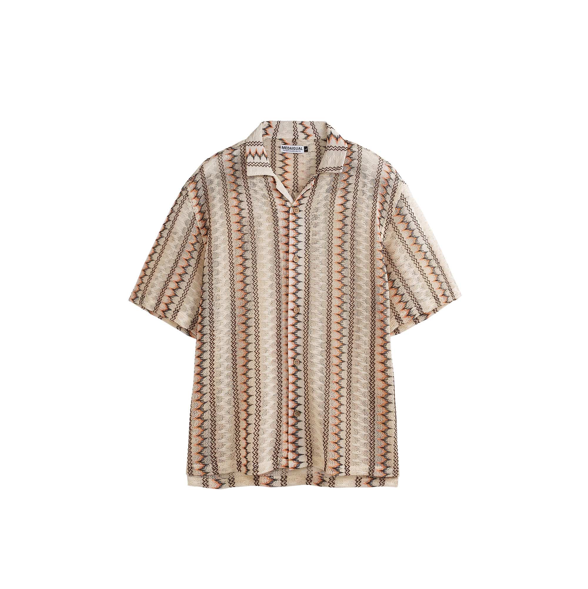 ME DA IGUAL Geometric Ripple Crochet Half Shirt, premium urban and streetwear designers apparel on PROJECTISR.com, ME DA IGUAL