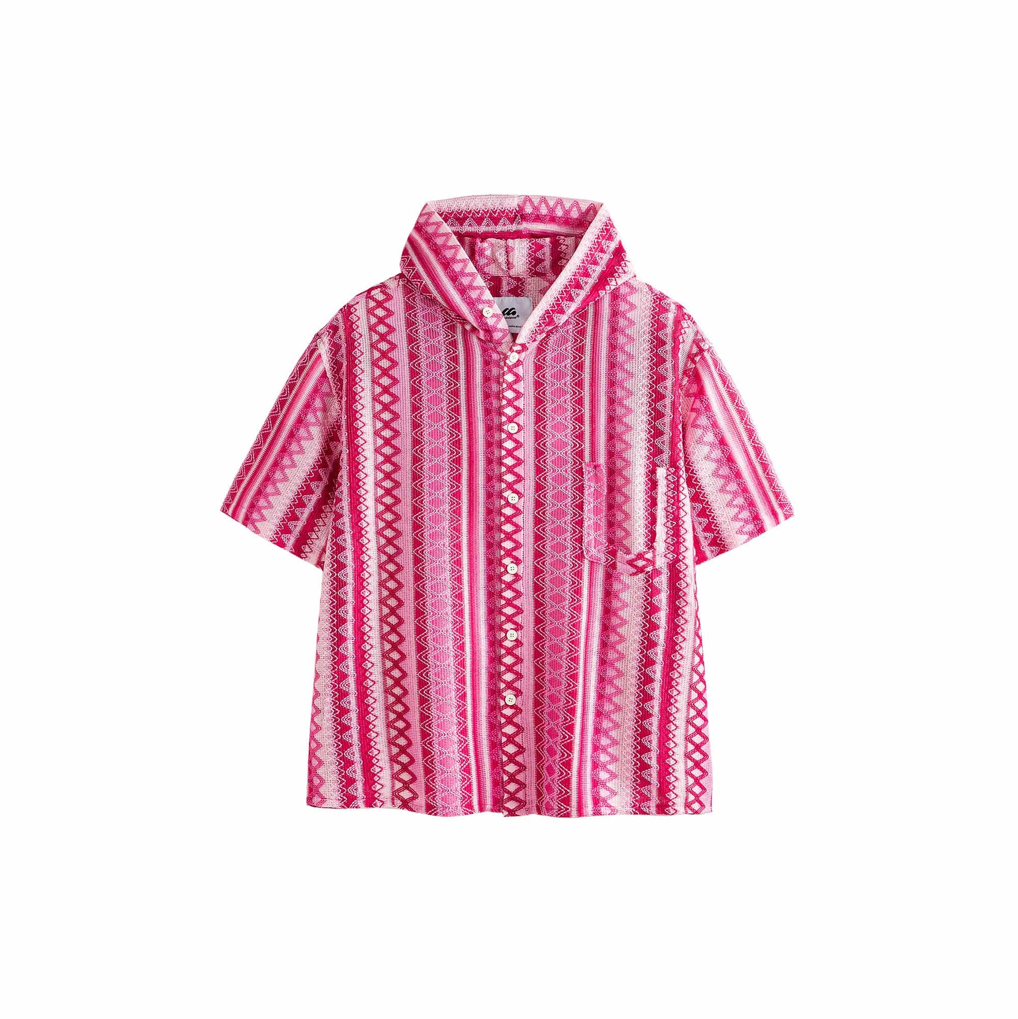 ME DA IGUAL Ethnic Stripe Textured Hooded Half Shirt, premium urban and streetwear designers apparel on PROJECTISR.com, ME DA IGUAL
