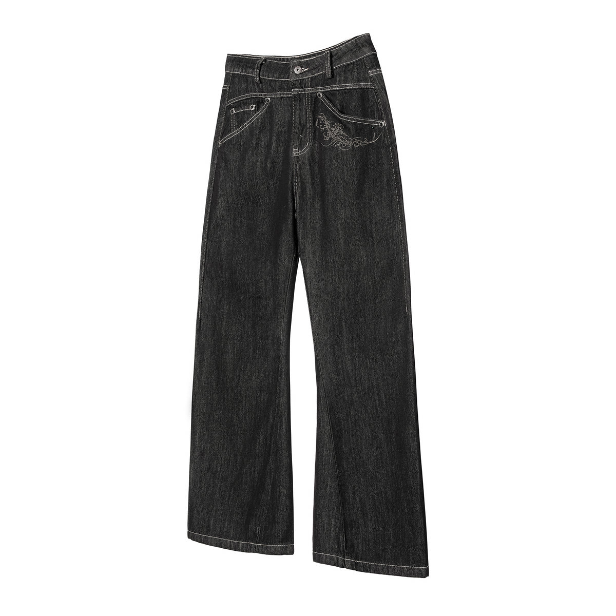 ELETEIZE Laser-Burned Curved Jeans