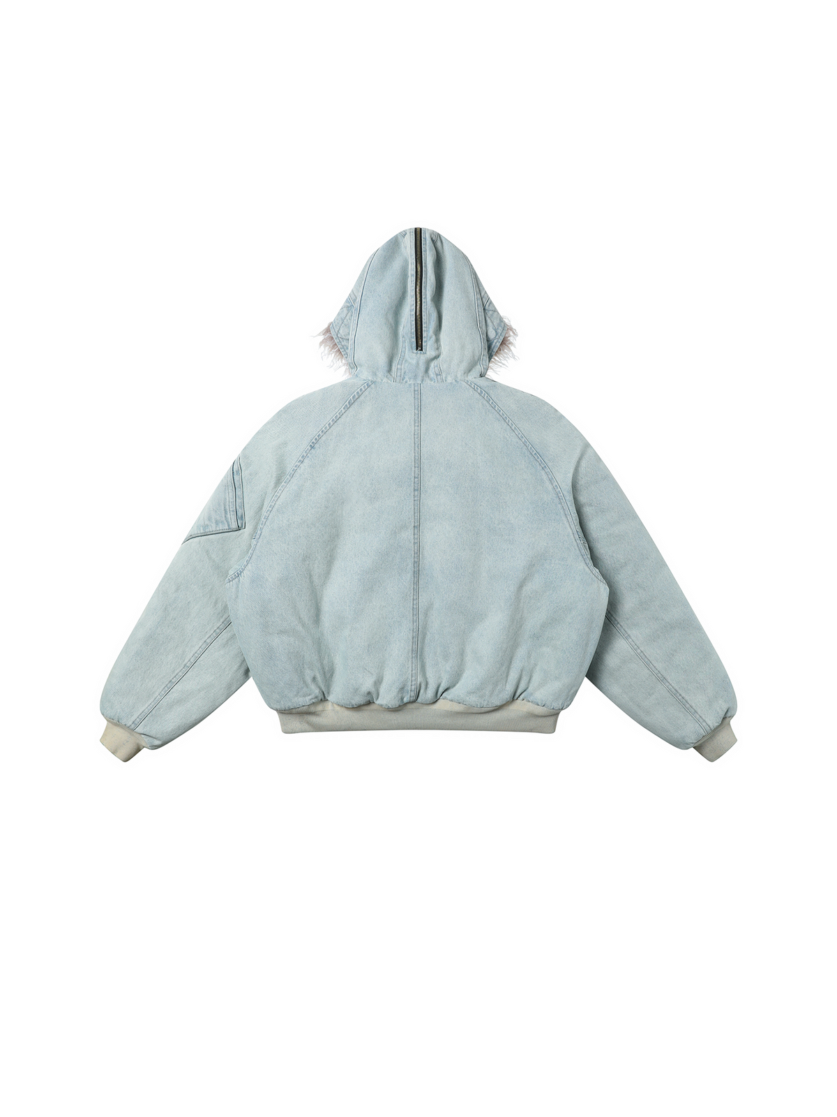 AVINMADE Denim Fur-Trimmed Hooded Bomber Jacket