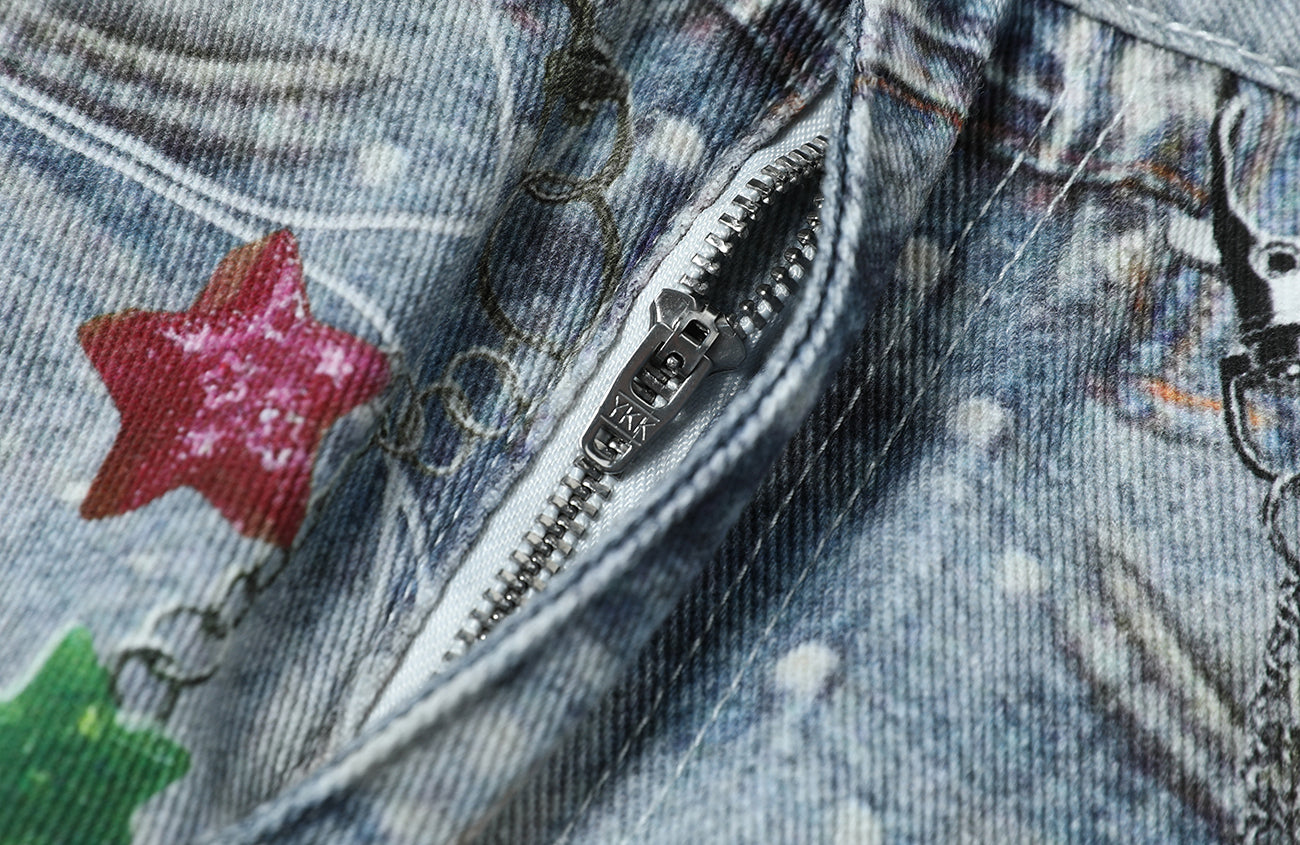 TGNS Distressed Chain Graphic Oversized Jeans