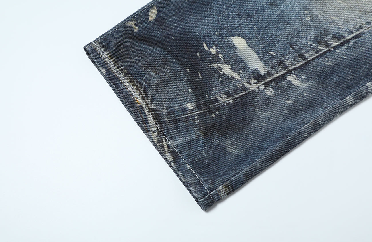 TGNS Distressed Chain Graphic Oversized Jeans