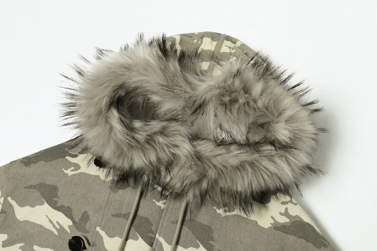 TGNS Detachable Fur-Collar Hooded Padded Parka