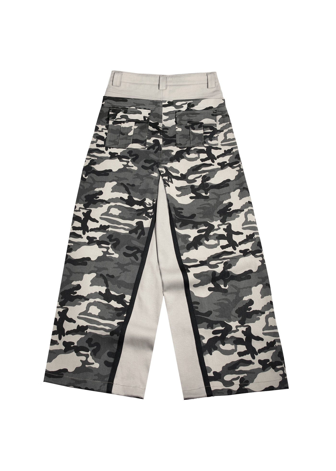 FIVEKOH Double-Waist Spliced Camo Wide-Leg Pants