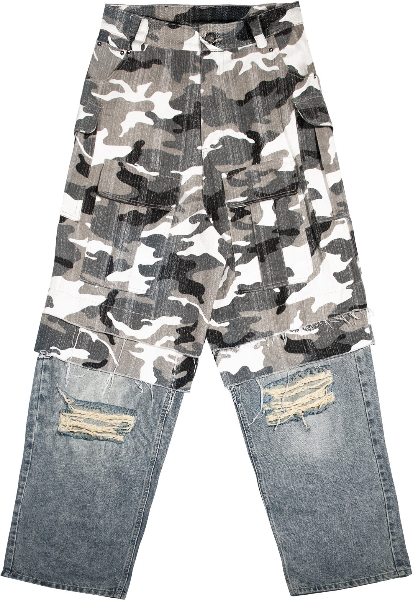 FIVEKOH Camo Detachable Distressed Cargo Pants