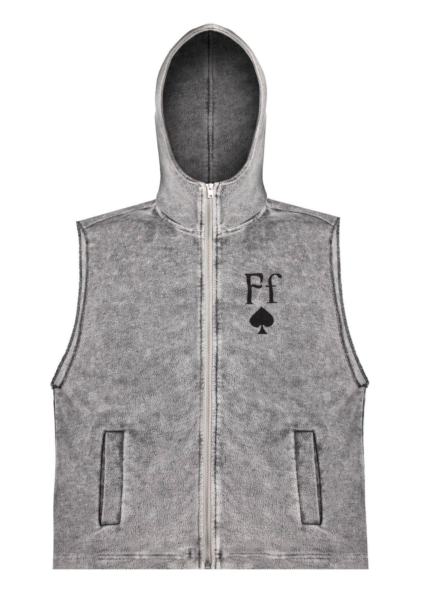 FIVEKOH Essential Raw-Edge Zipper Hooded Vest