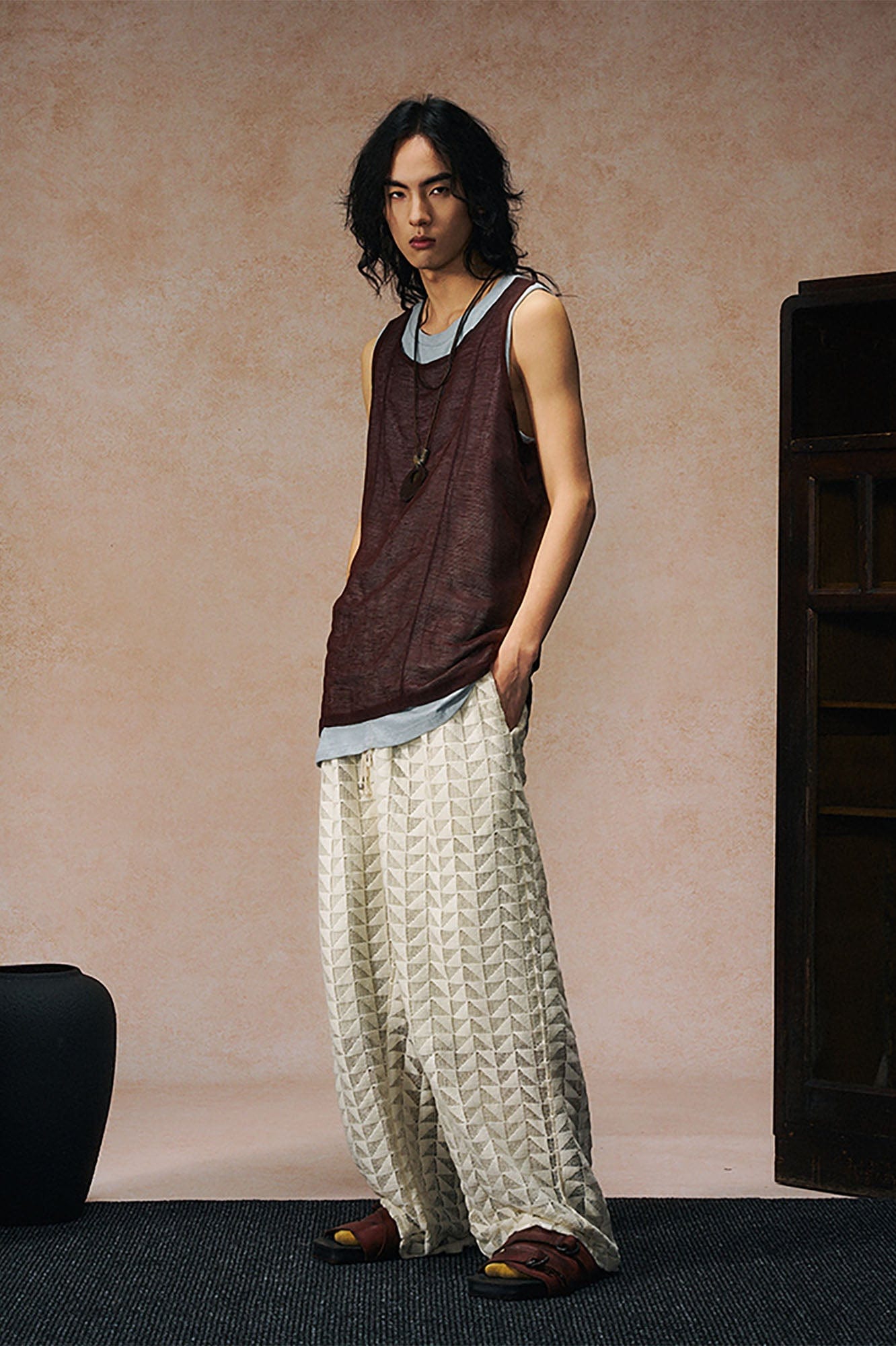 GONGHE REPUB Sheer Linen-Cotton Layered Vest, premium urban and streetwear designers apparel on PROJECTISR.com, GONGHE REPUB