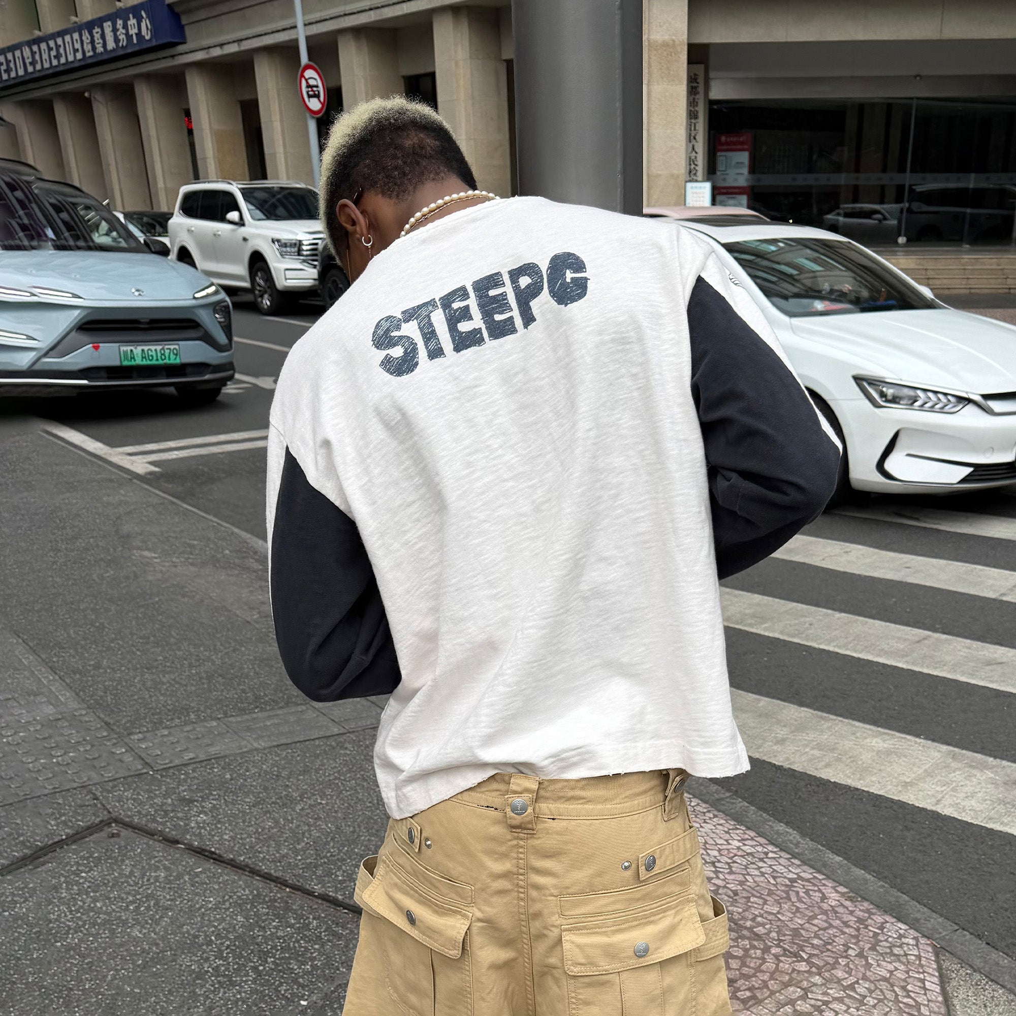 STEEPC Graphic Panel Long Sleeve Tee, premium urban and streetwear designers apparel on PROJECTISR.com, STEEPC