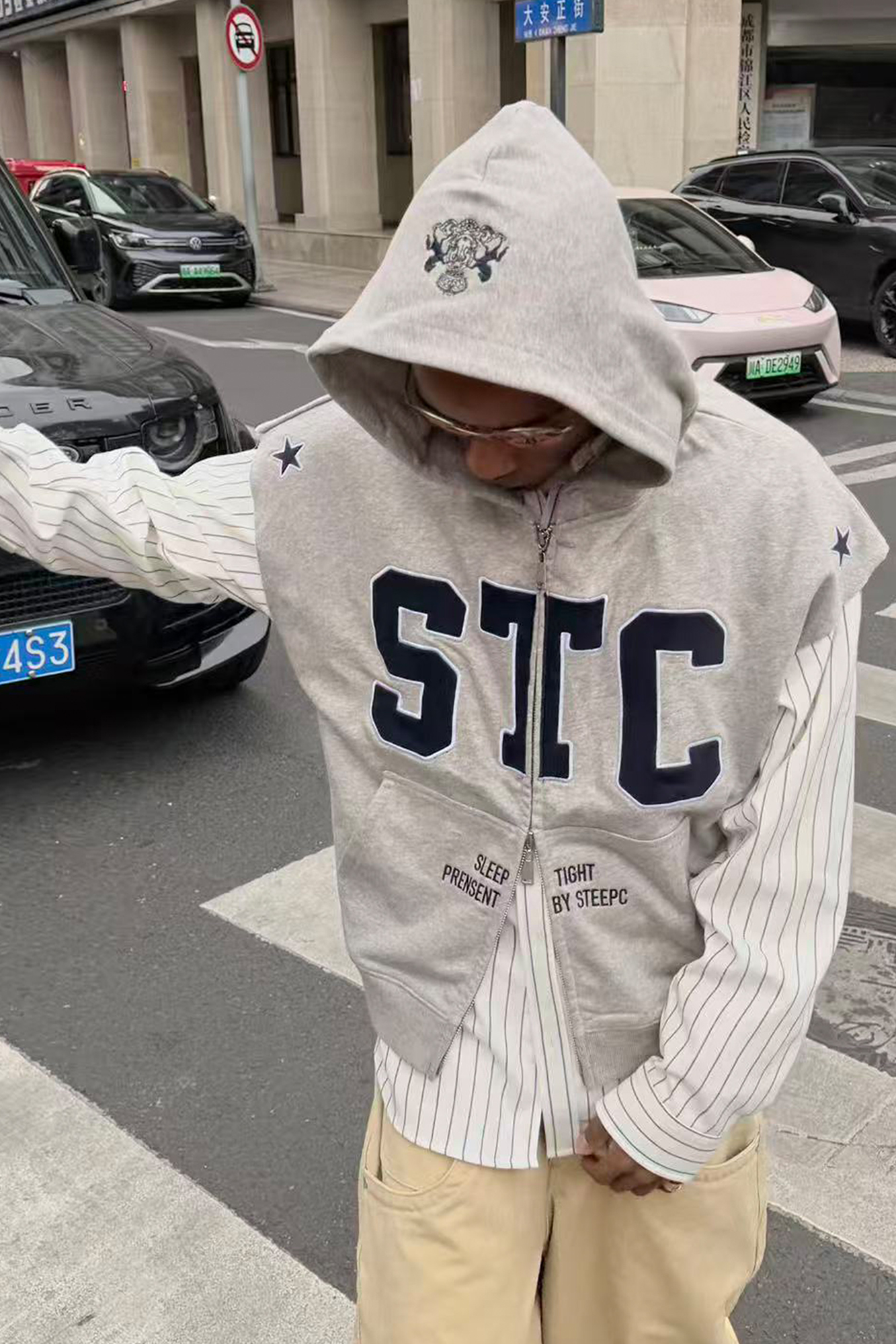 STEEPC Hooded Zip-Up Sweat Vest