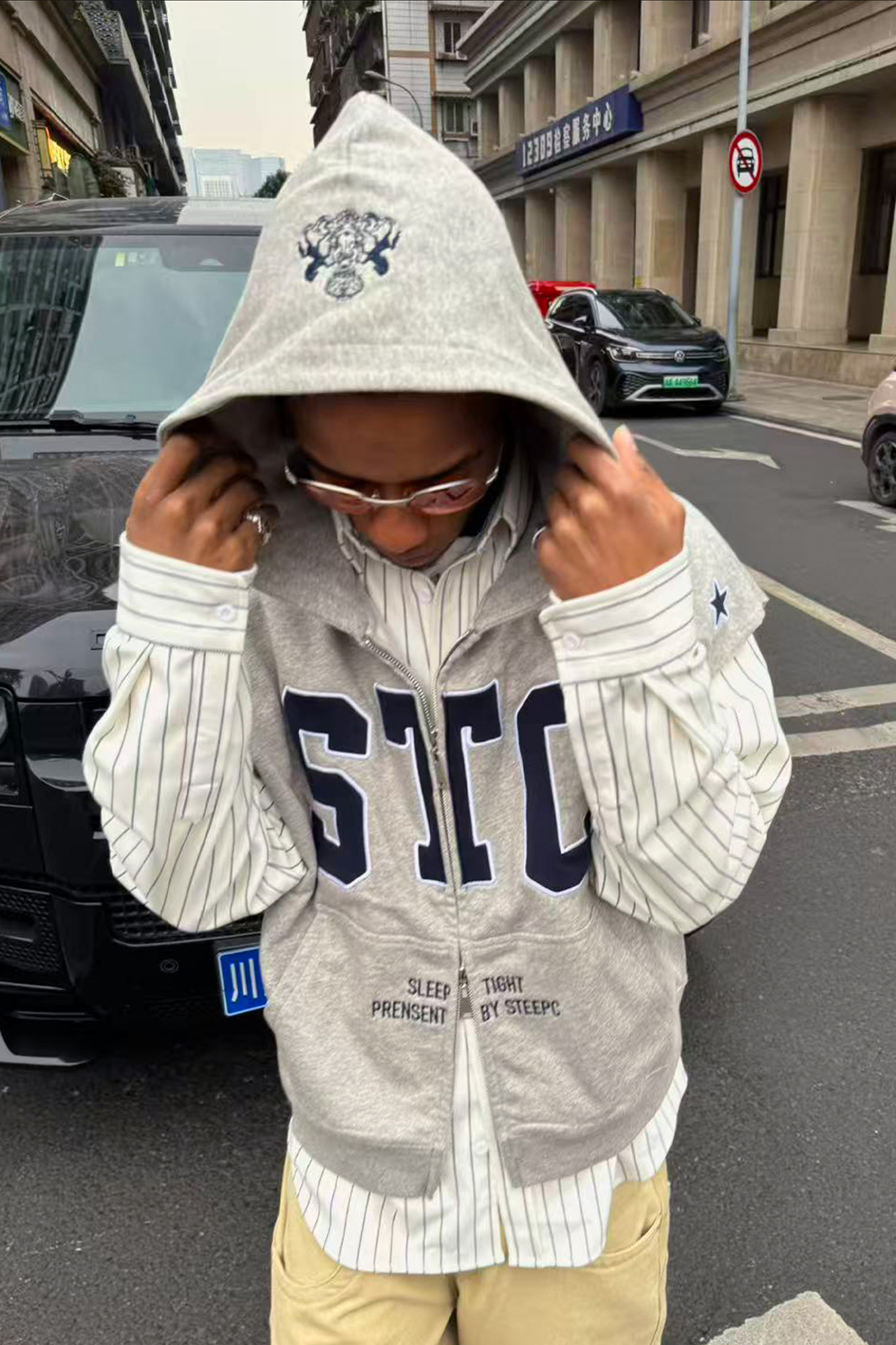 STEEPC Hooded Zip-Up Sweat Vest