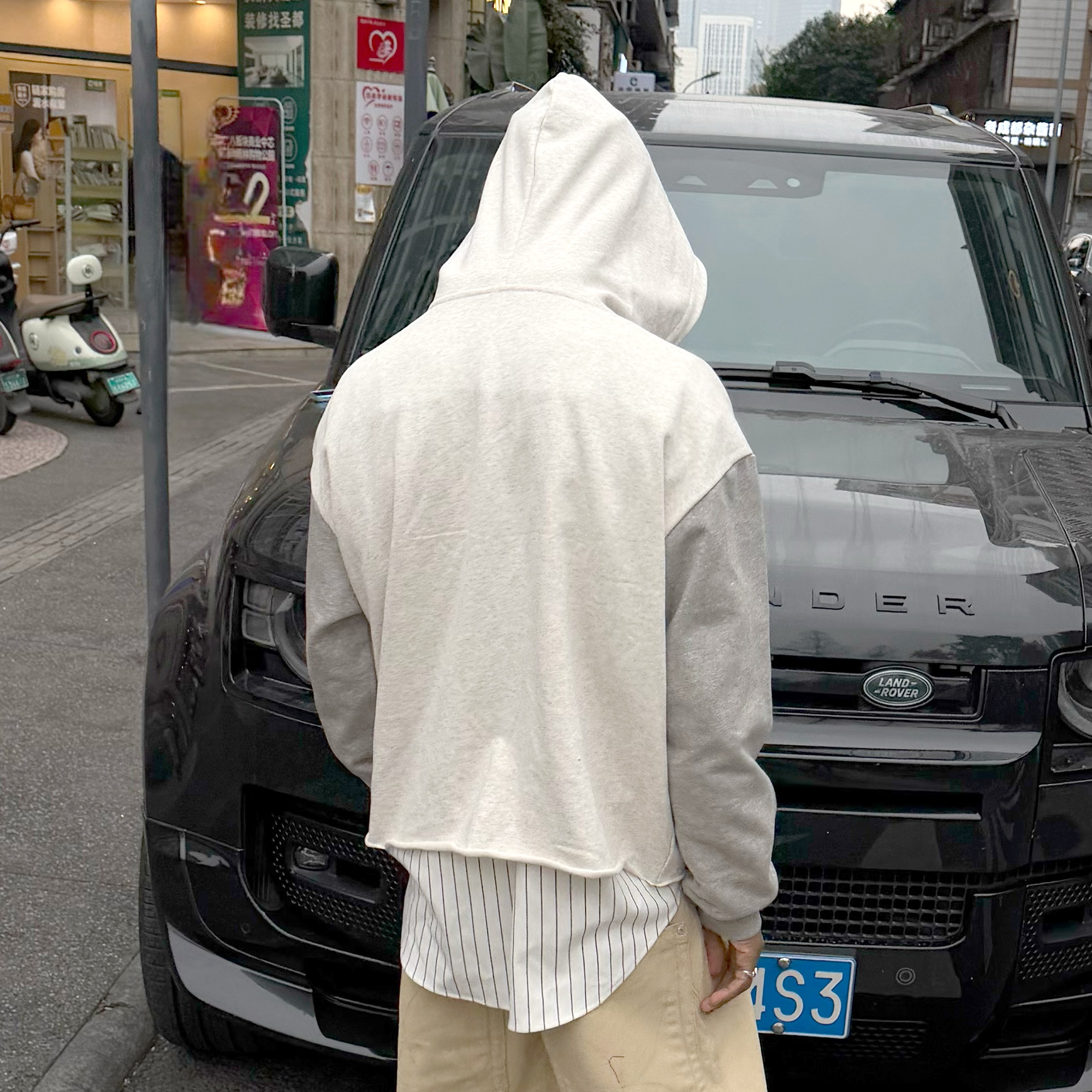 STEEPC Spliced Two-Tone Graphic Hooded Jacket, premium urban and streetwear designers apparel on PROJECTISR.com, STEEPC