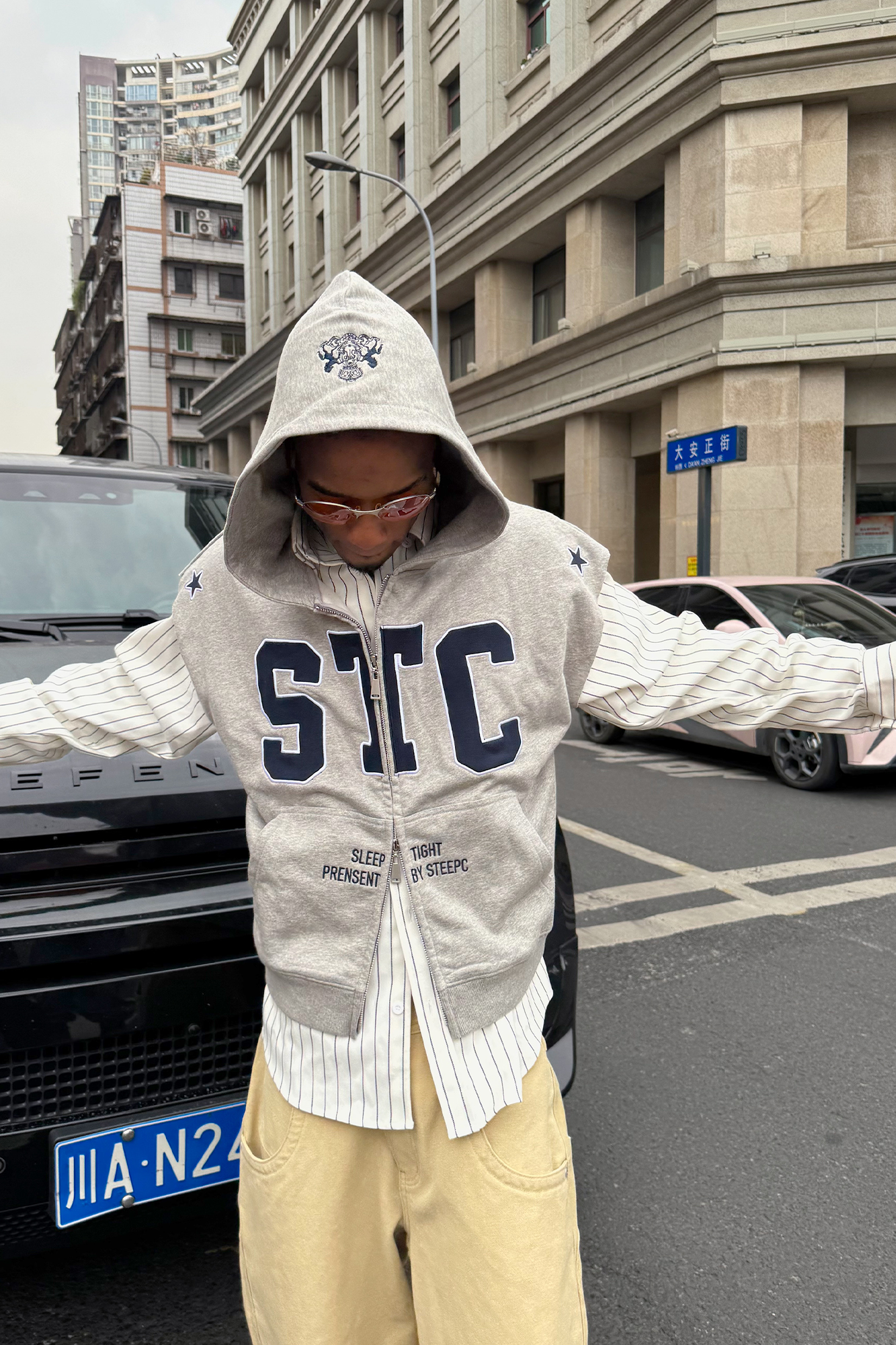 STEEPC Hooded Zip-Up Sweat Vest