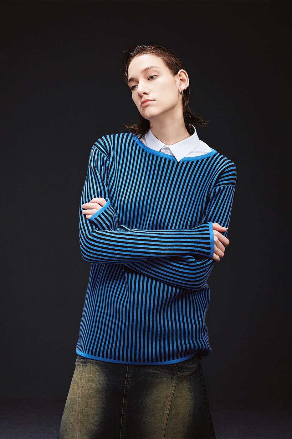 ARTIFICIAL WORLD Essential Striped Knitted L/S Tee