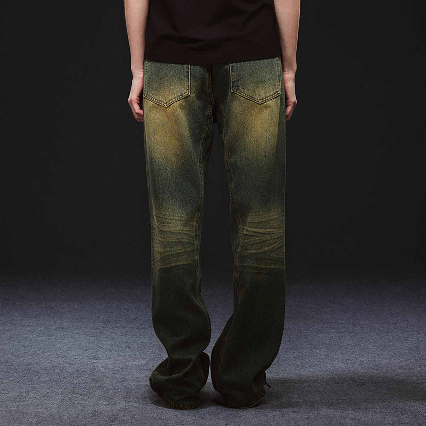 ARTIFICIAL WORLD Crinkled Straight-Leg Washed Jeans