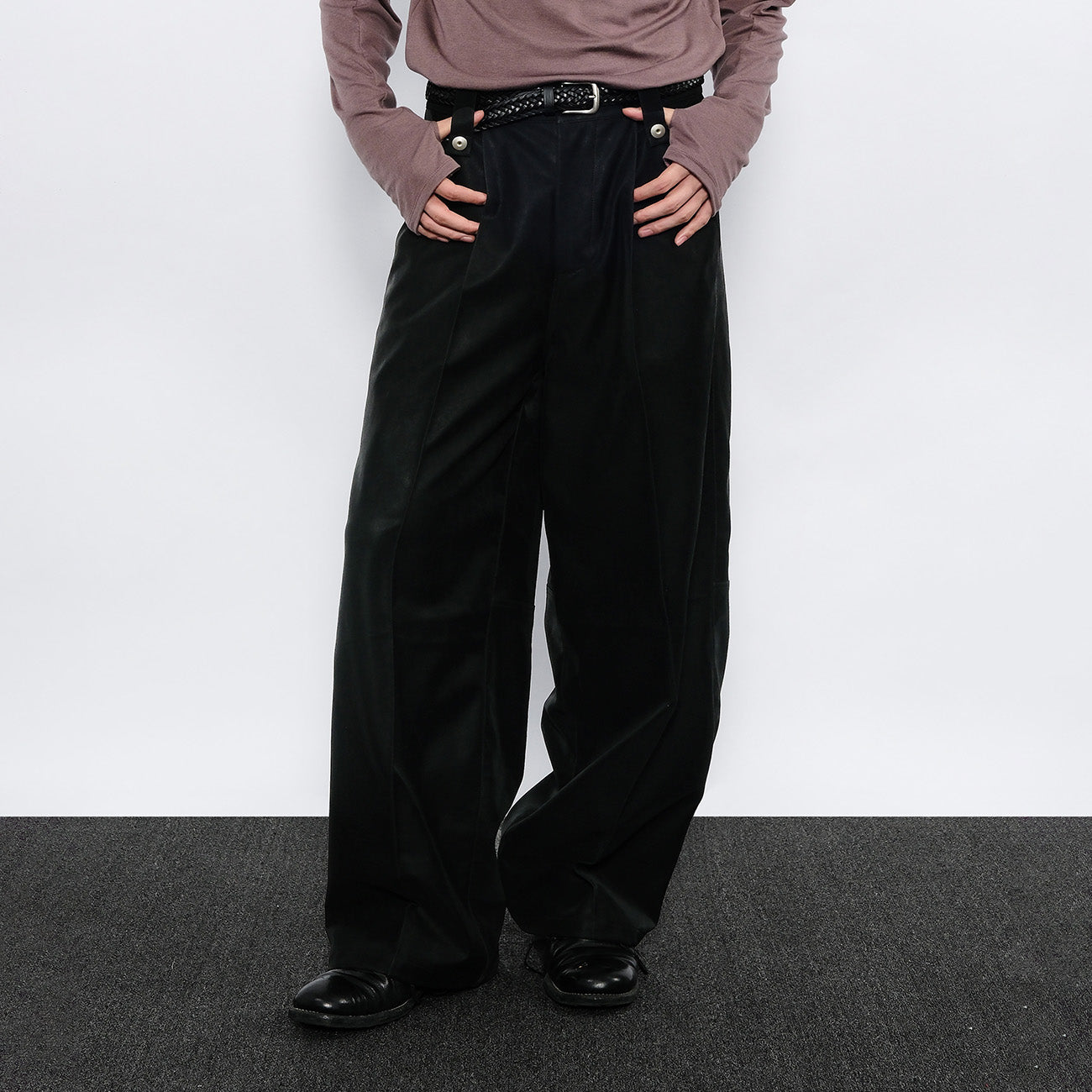 7440 37 1 Back Double-Knee PU Pants, premium urban and streetwear designers apparel on PROJECTISR.com, 7440 37 1